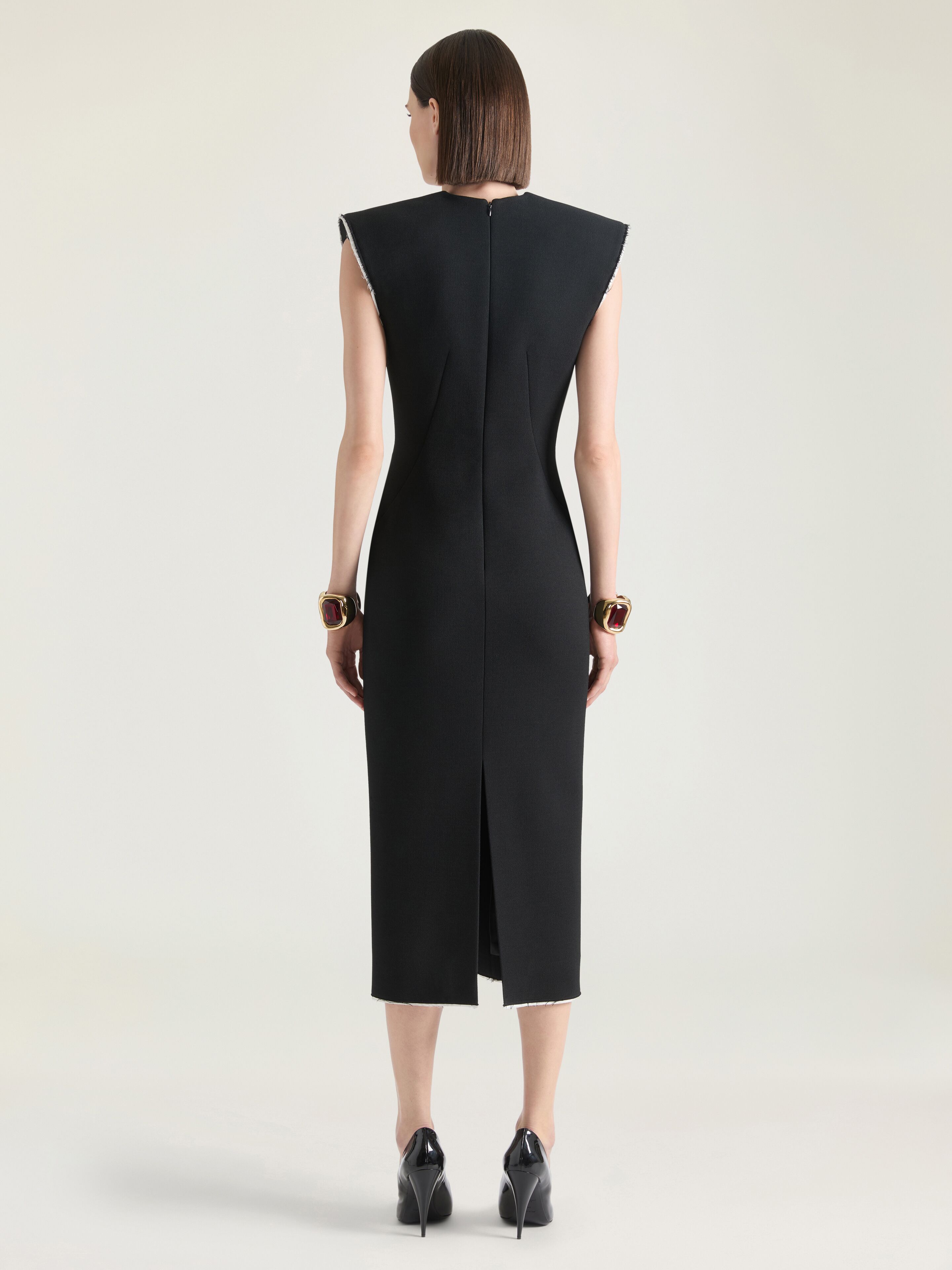 V-neck pencil dress in wool - black in - black | Givenchy US