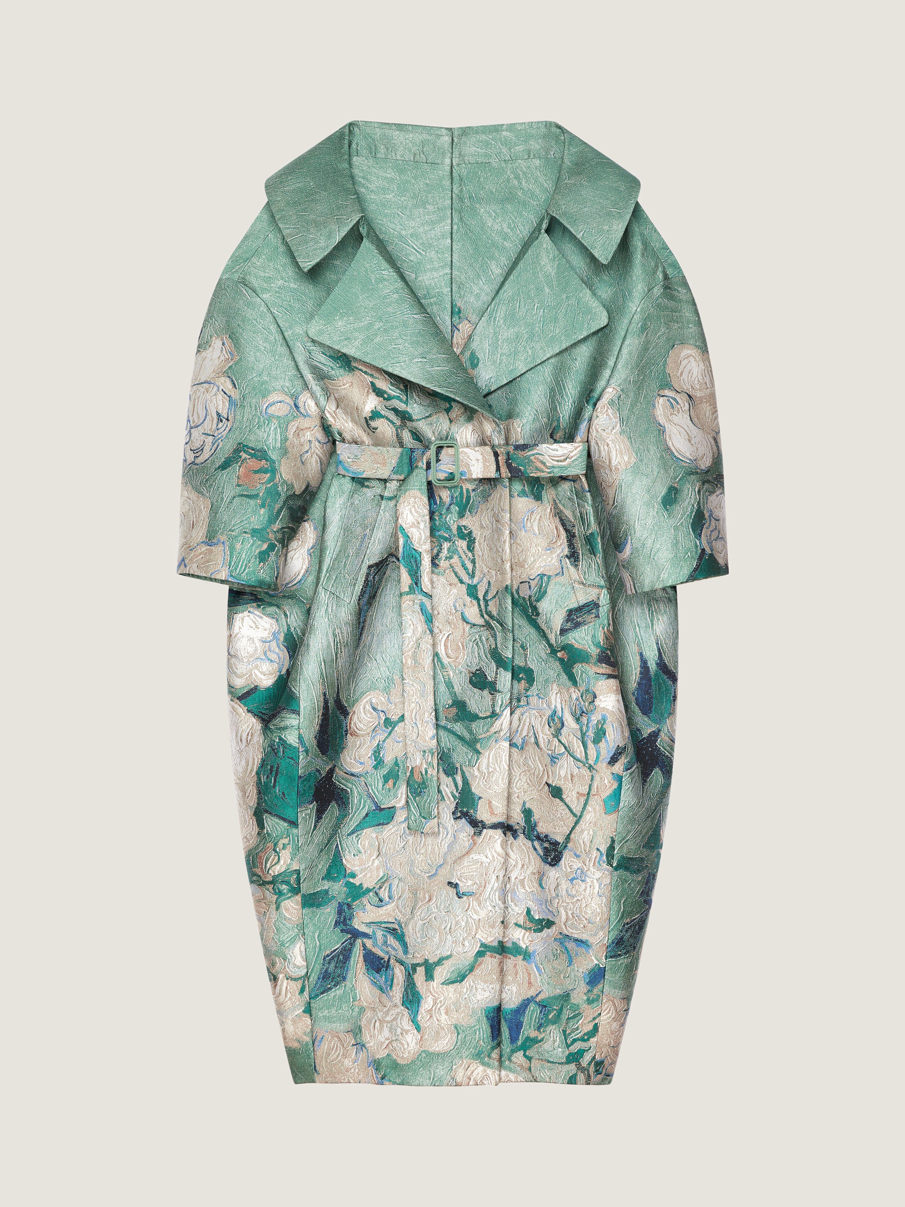 Givenchy Manteau Long À Découpes En Jacquard Roses In Multi