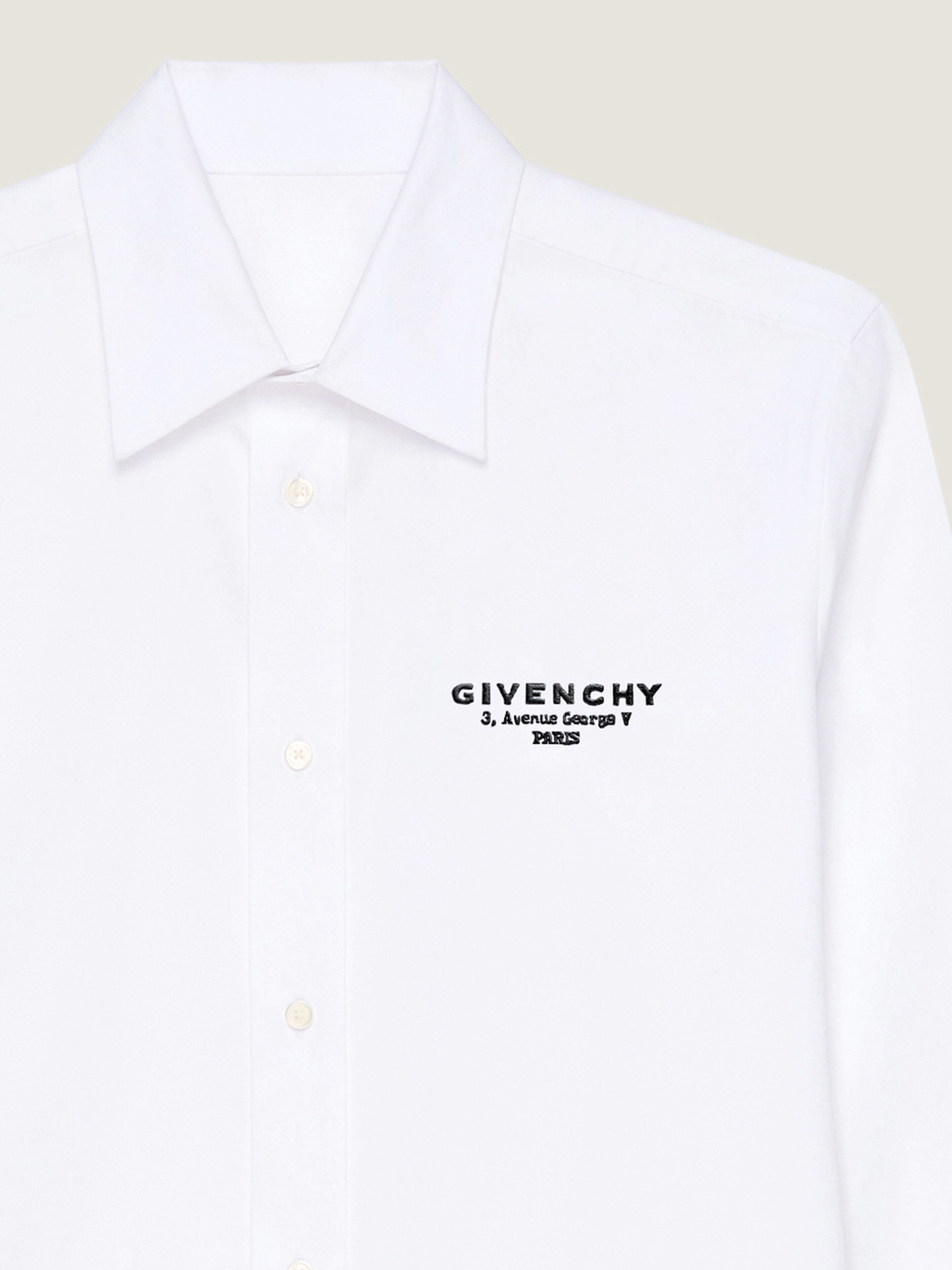 Shirt in cotton poplin with GIVENCHY Stamp embroidery in - white