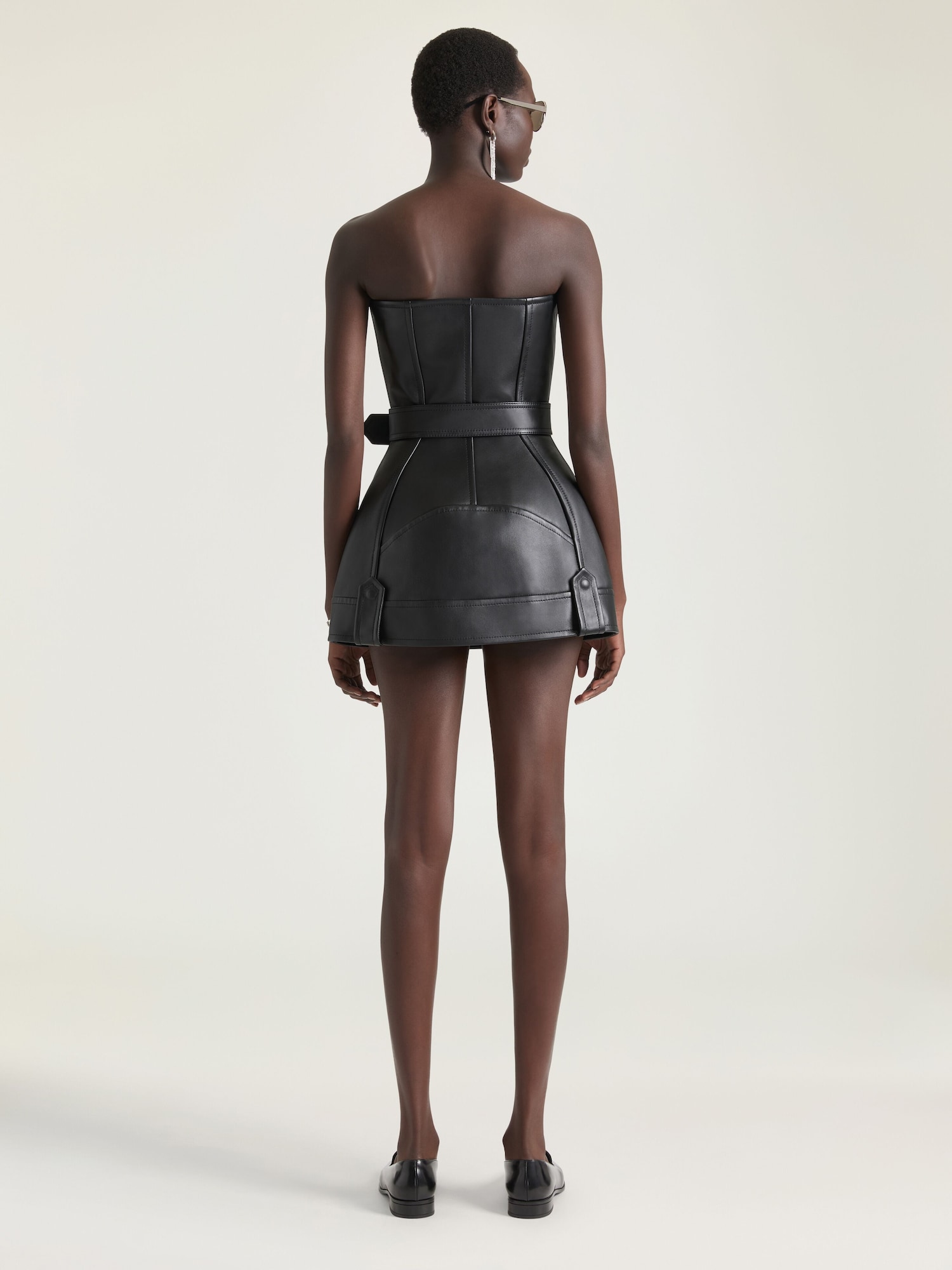 leather dress look Black Vegan Leather Mini Dress main image 1