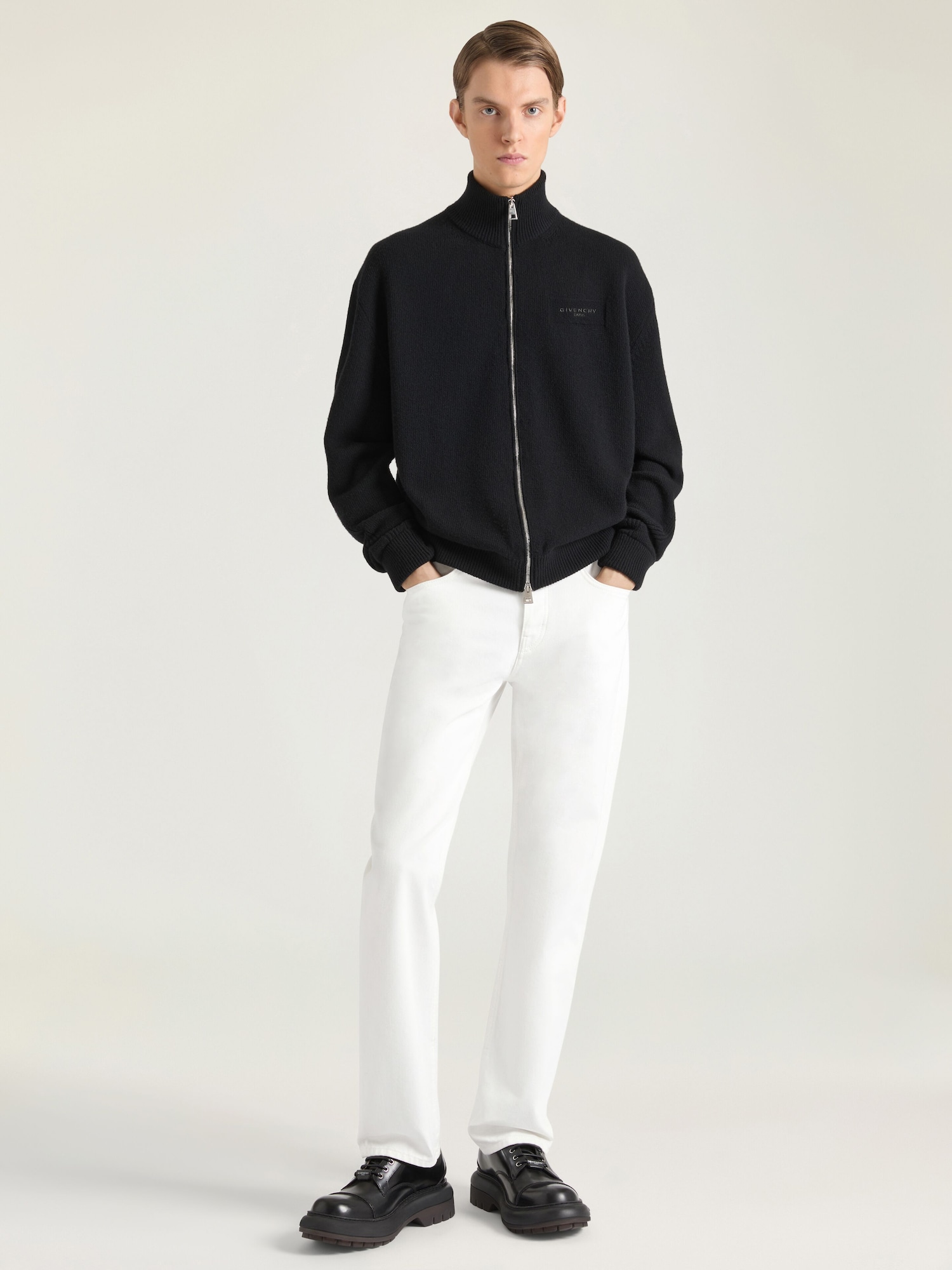 GIVENCHY クチュールシーム ウール＆カシミア ジップ カーディガン