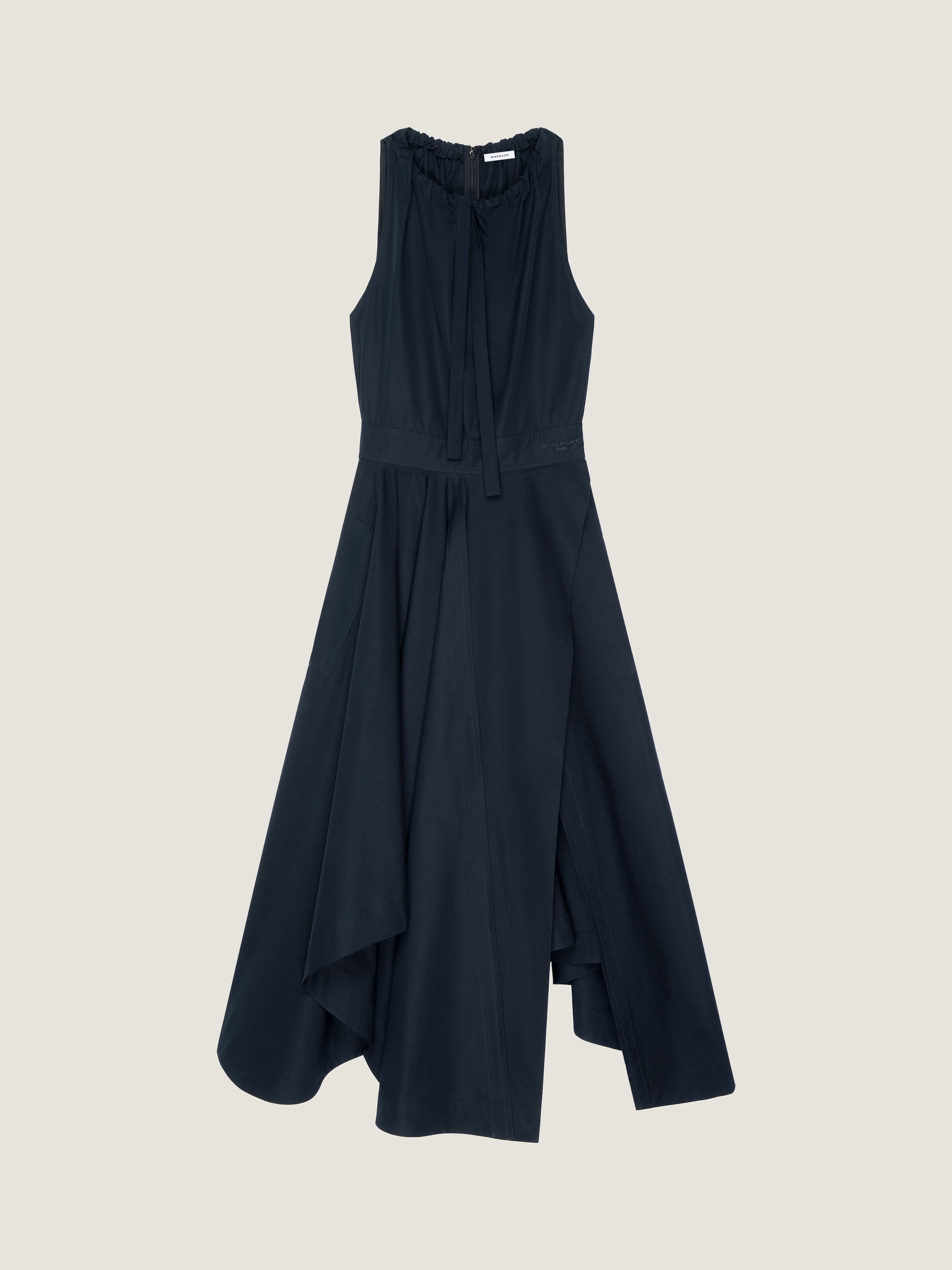 Long asymmetric dress in poplin with bow | Givenchy US | Givenchy Long asymmetric dress in poplin with bow | Givenchy US | Givenchy