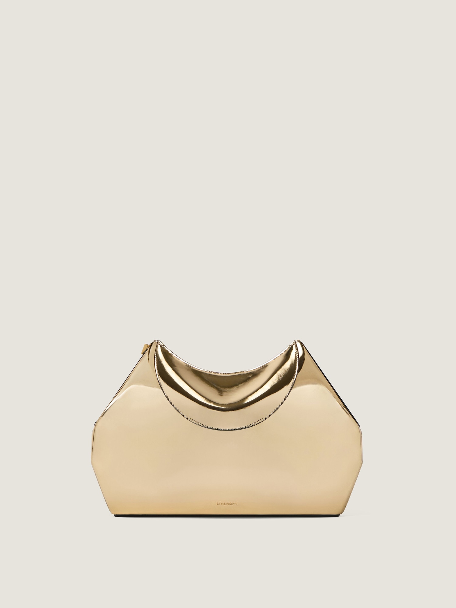Facet clutch in mirror effect leather