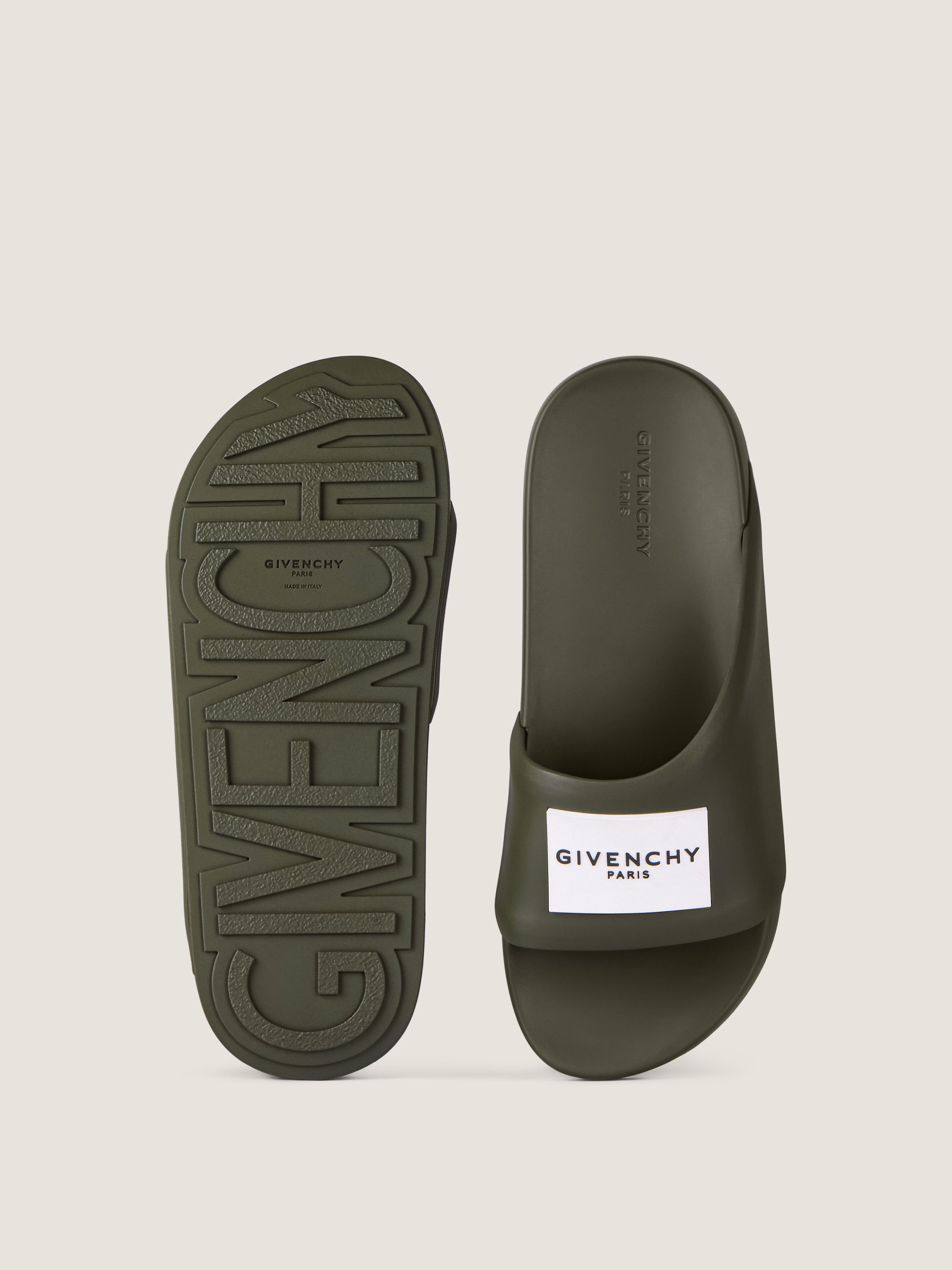 Label Slide mules in rubber in - khaki - BH302MH1XL-305 | Givenchy US