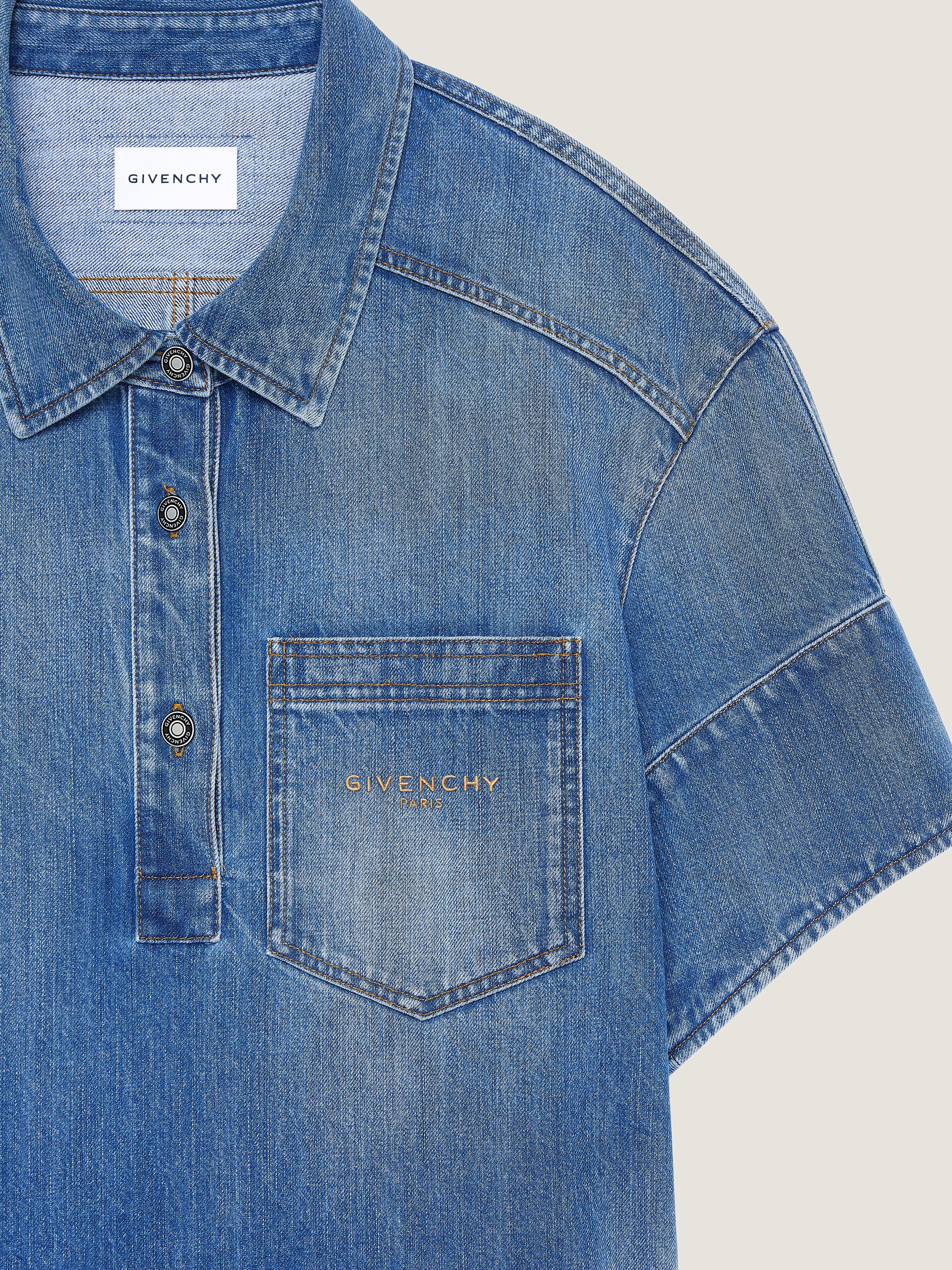 Short Cocoon shirt dress in medium blue denim in - medium blue