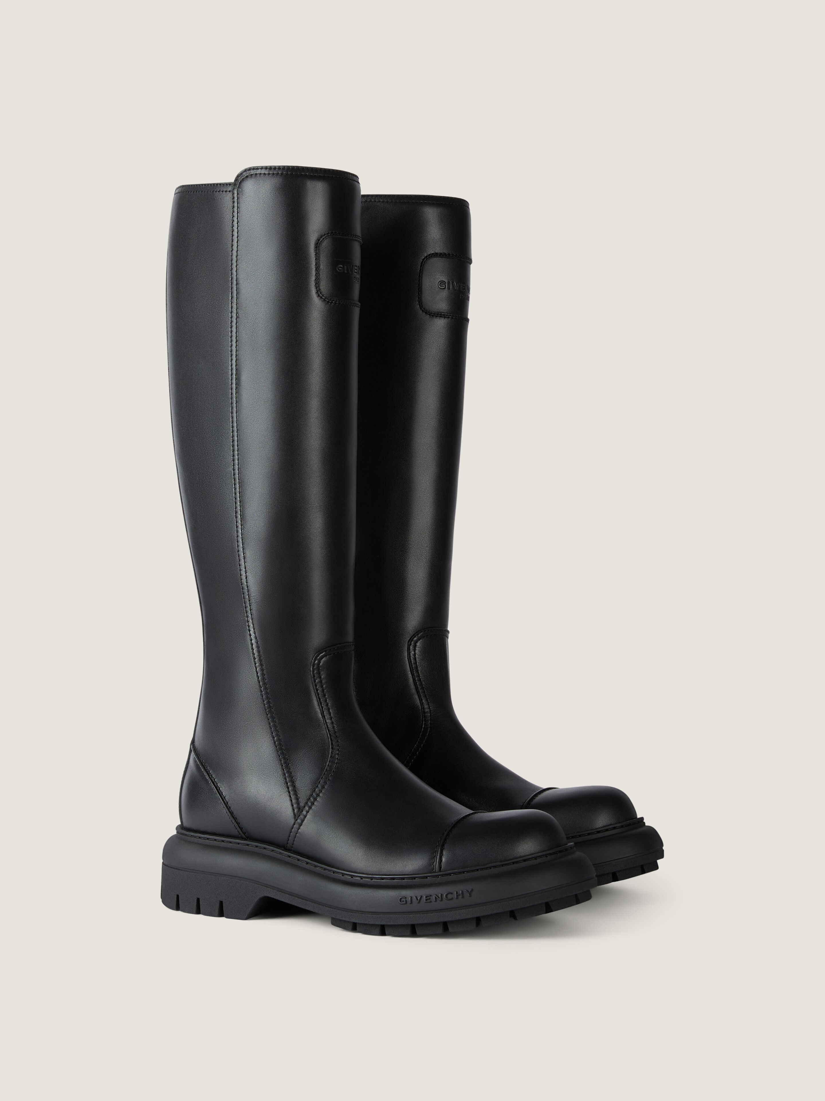 Givenchy Cargo biker knee high boots in leather in - black