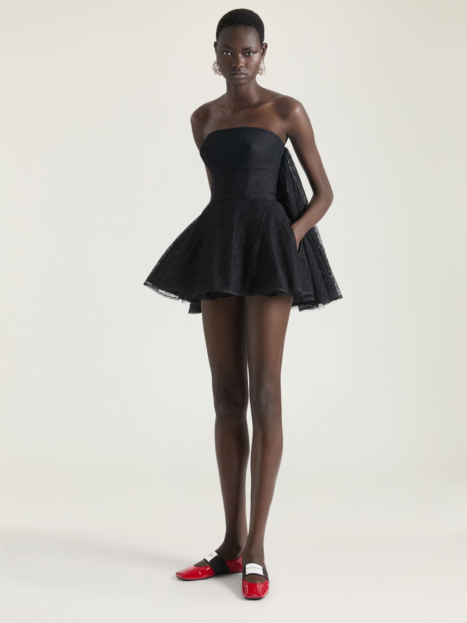 blue dress for baby girl Givenchy Women's Cut Out Dress in Crepe Satin with Rhinestones Details - Black main image 0