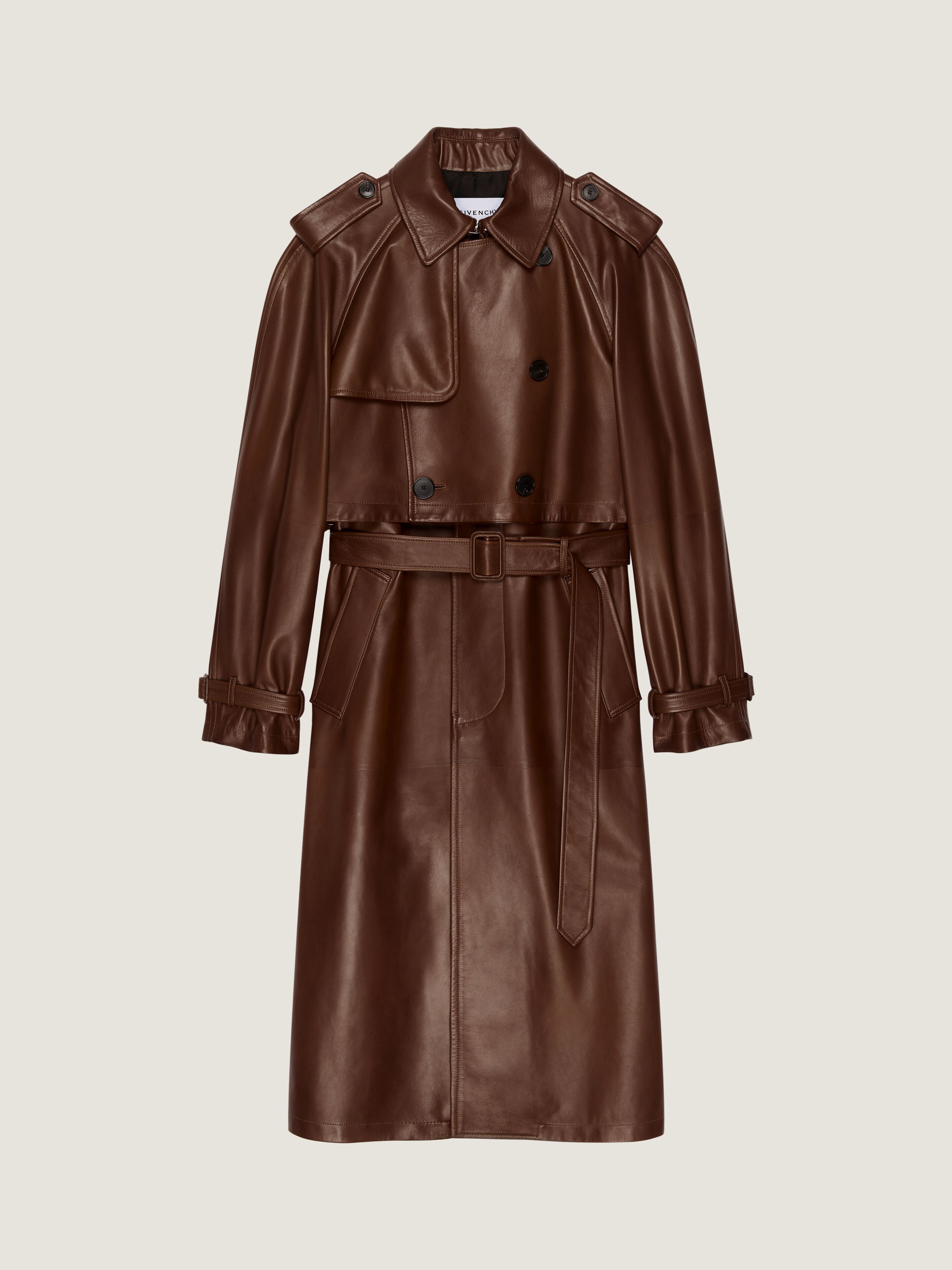Trench in leather in - dark brown - BM01FM6Y46-201 | Givenchy US