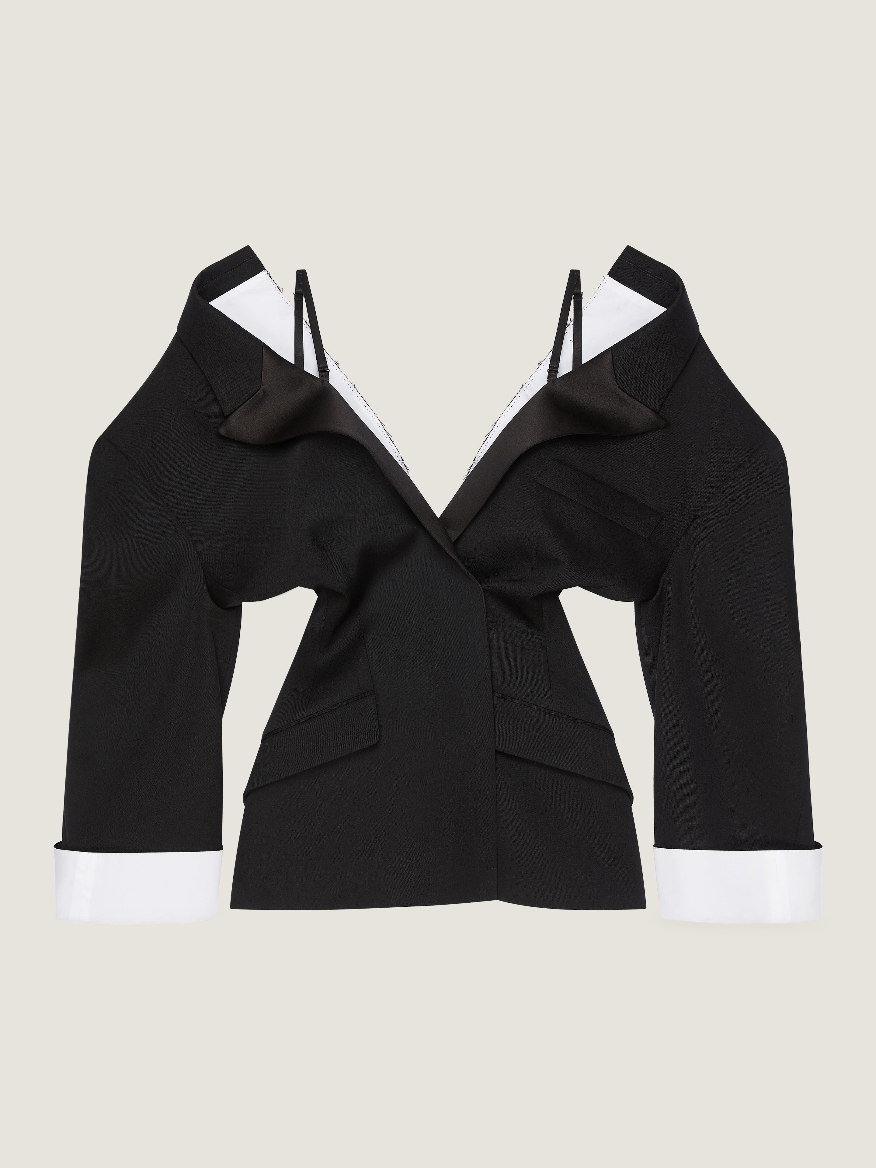 Givenchy Single-breasted Slashed Jacket In Wool Grain De Poudre In Black