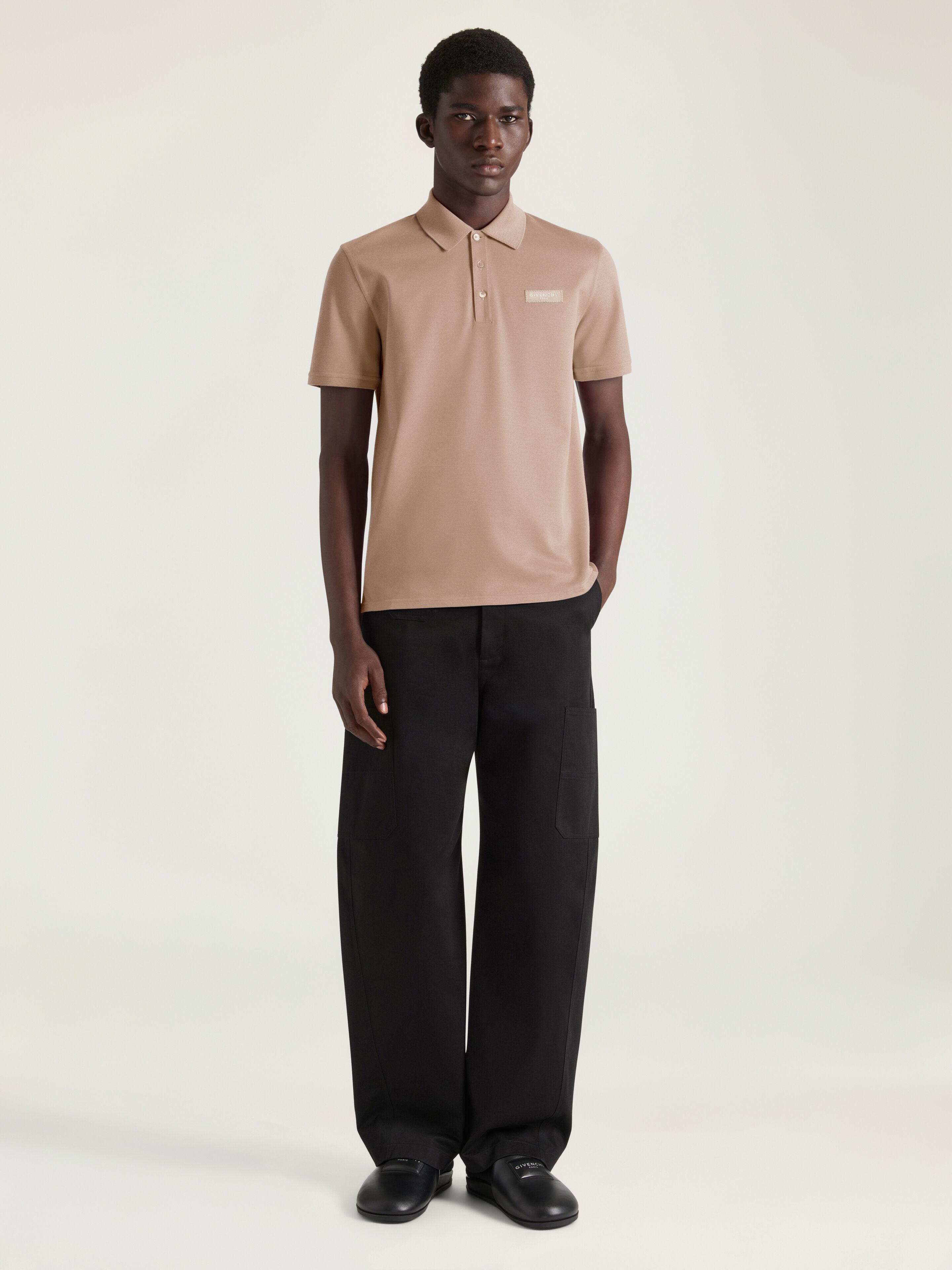 Polo in cotton with GIVENCHY Paris gros grain in - beige
