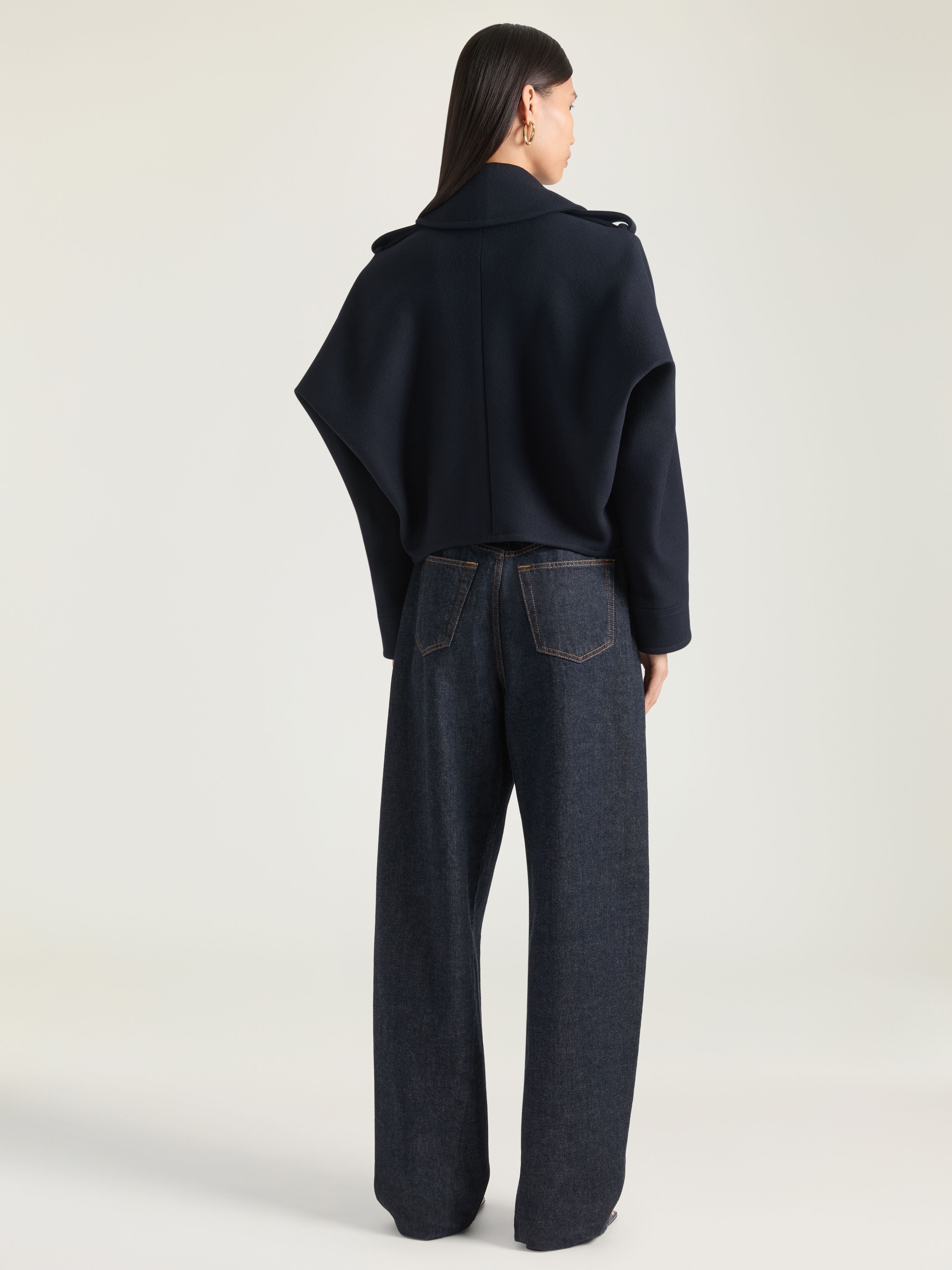 ウール ショート ピーコート - ダークネイビー - ハイブランド