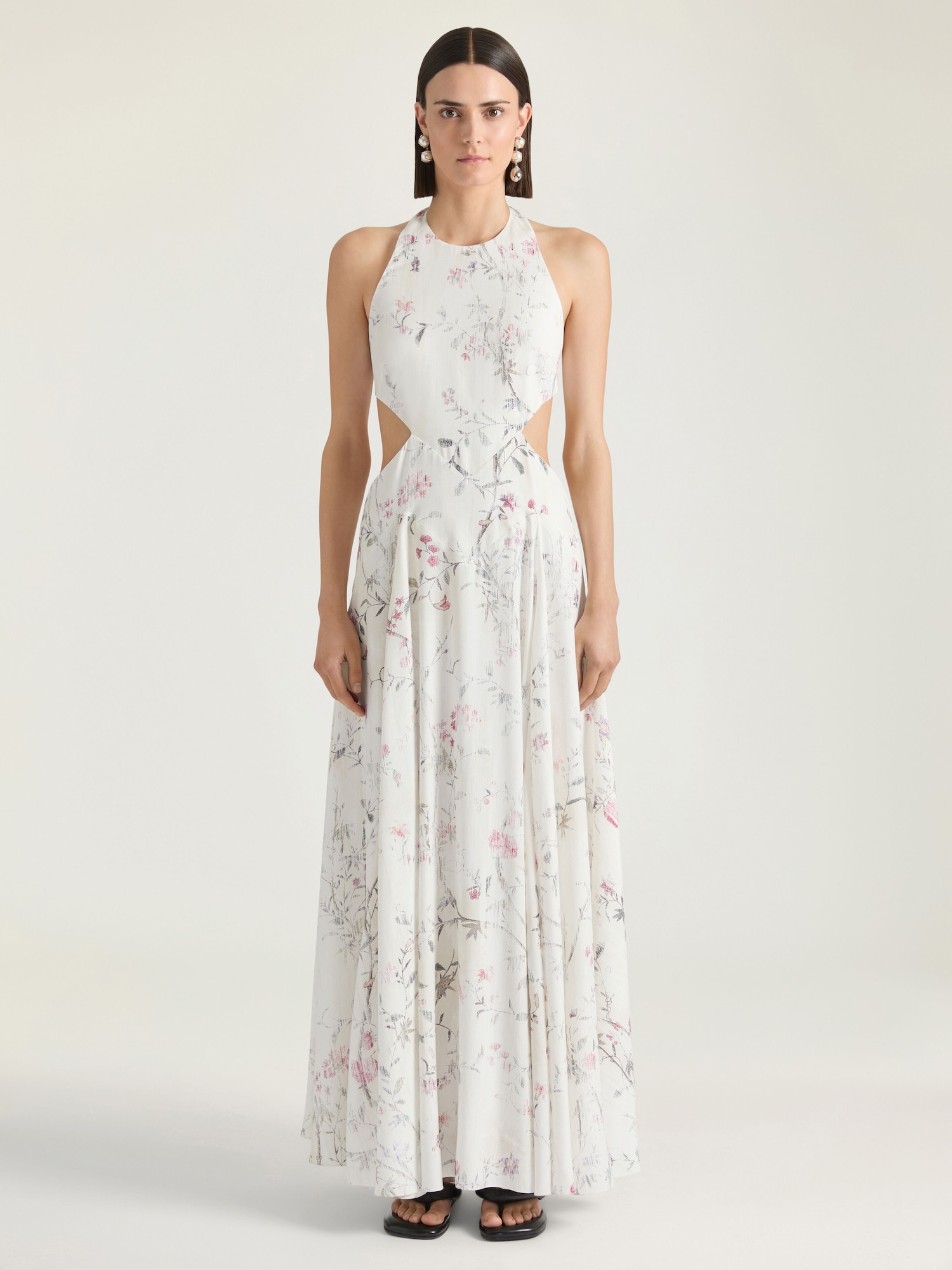 Slashed long dress with floral print in - white - BW22TC16RX-100 | Givenchy  US