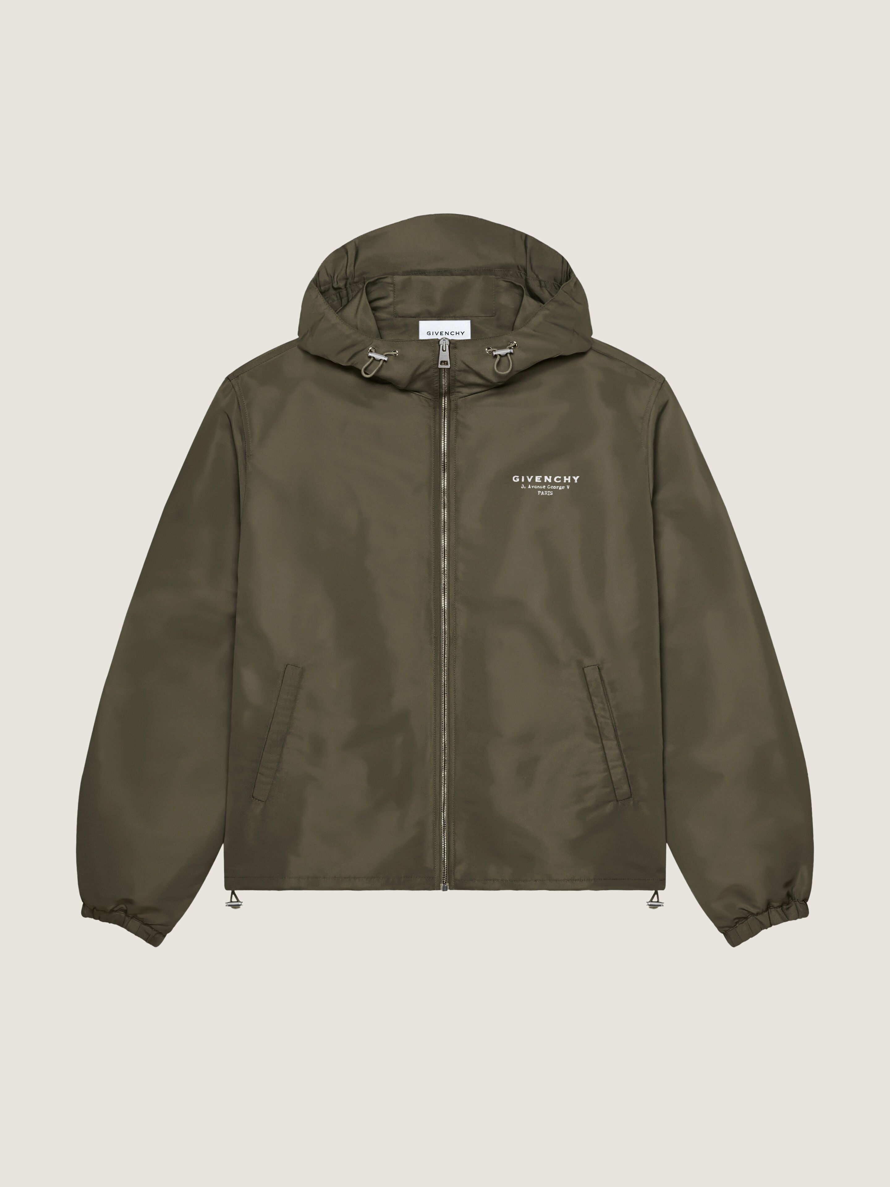 GIVENCHY フード付きジャケット 48 Windbreaker in polyfaille with GIVENCHY Stamp embroidery in