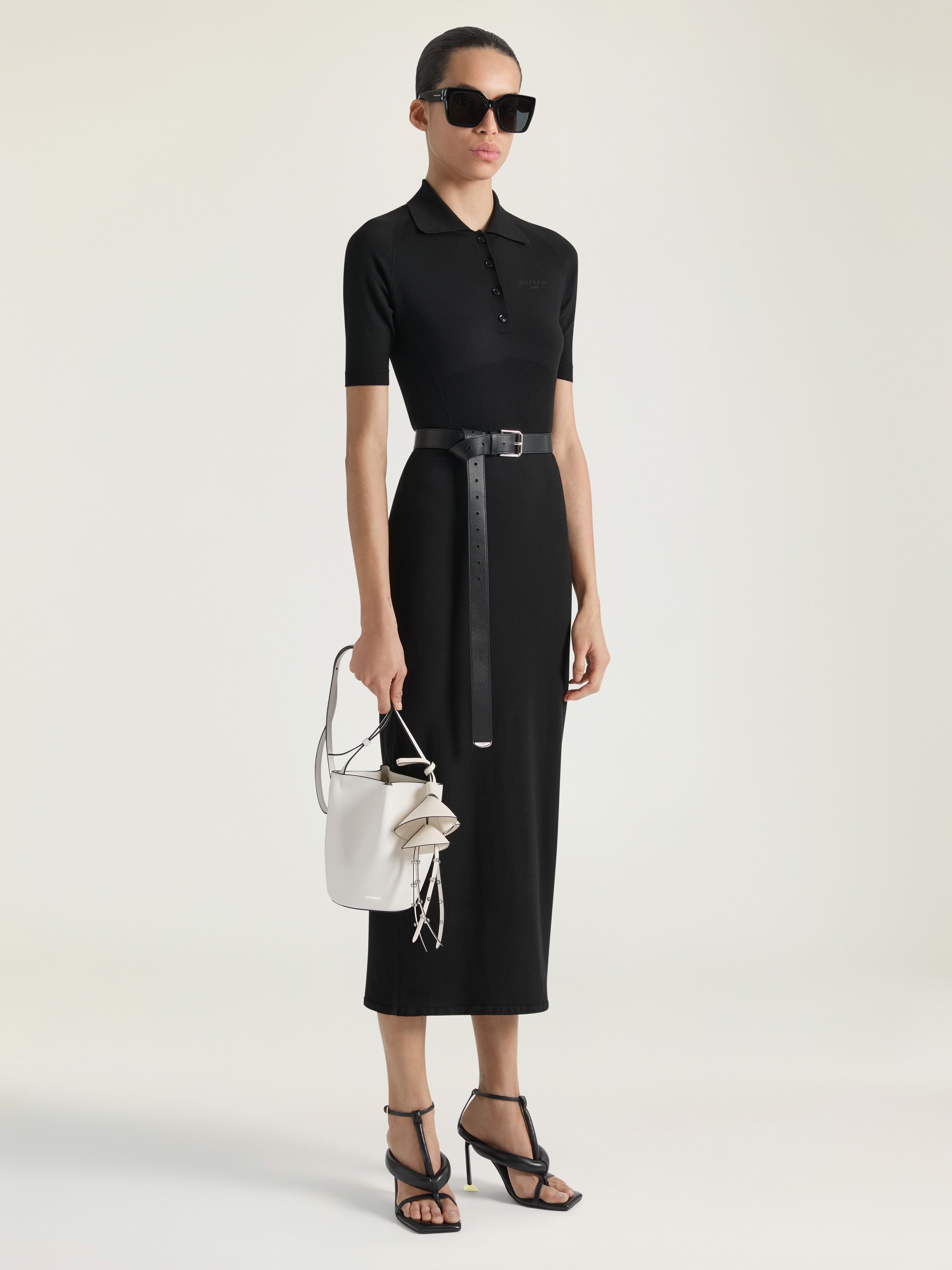 Midi polo dress in second skin effect knit in - black - BW22VP4ZU3