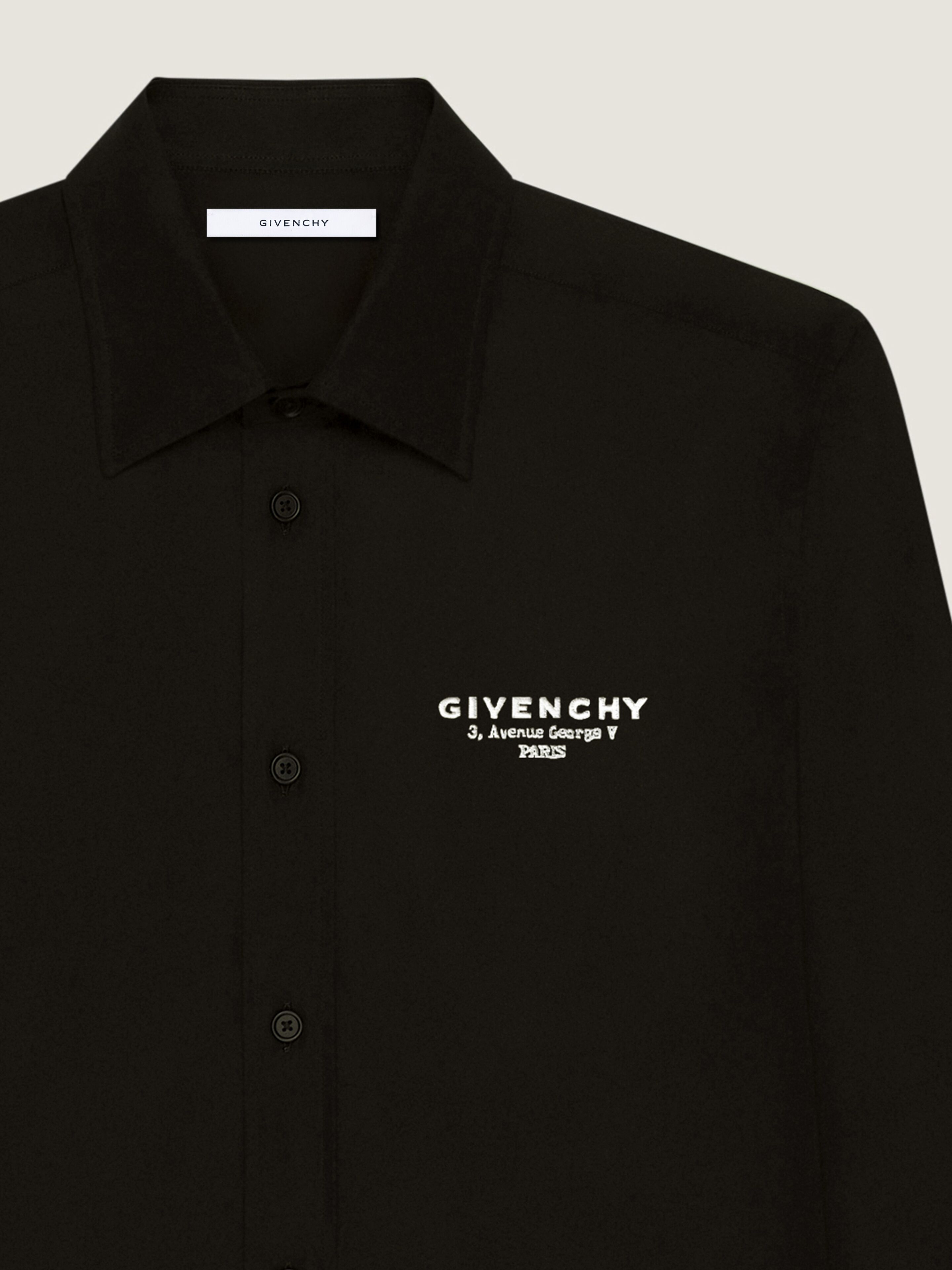 Shirt in cotton poplin with GIVENCHY Stamp embroidery in - black