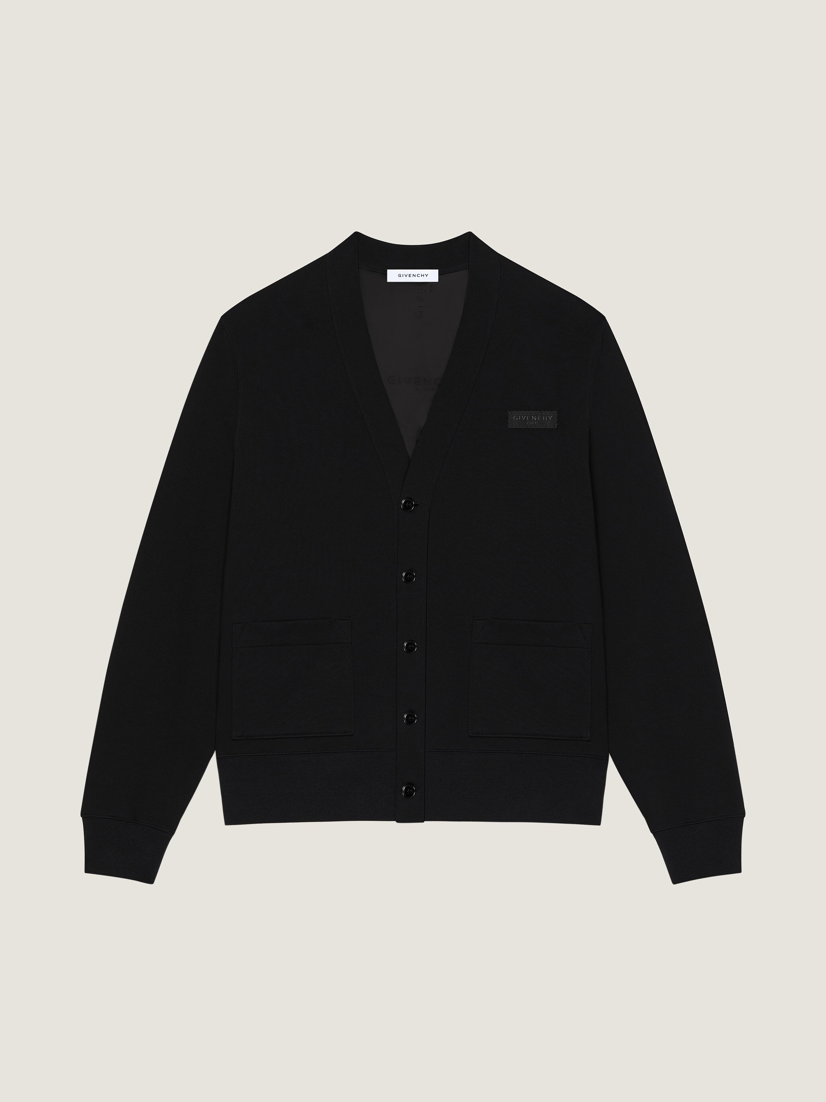 Cardigan in cotton with Givenchy Paris gros grain in - black
