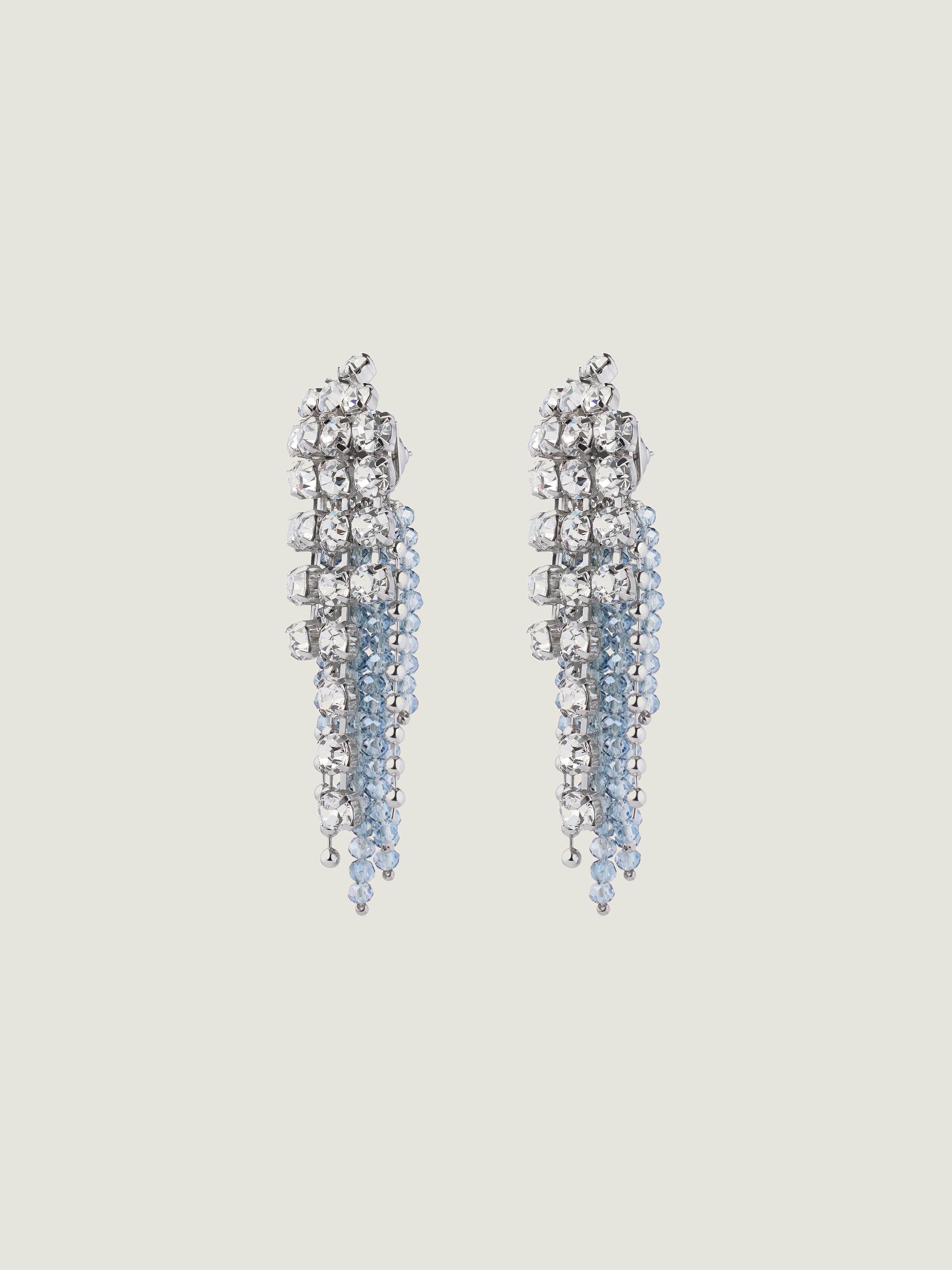 Crystal Bow earrings in metal with crystals and pearls in