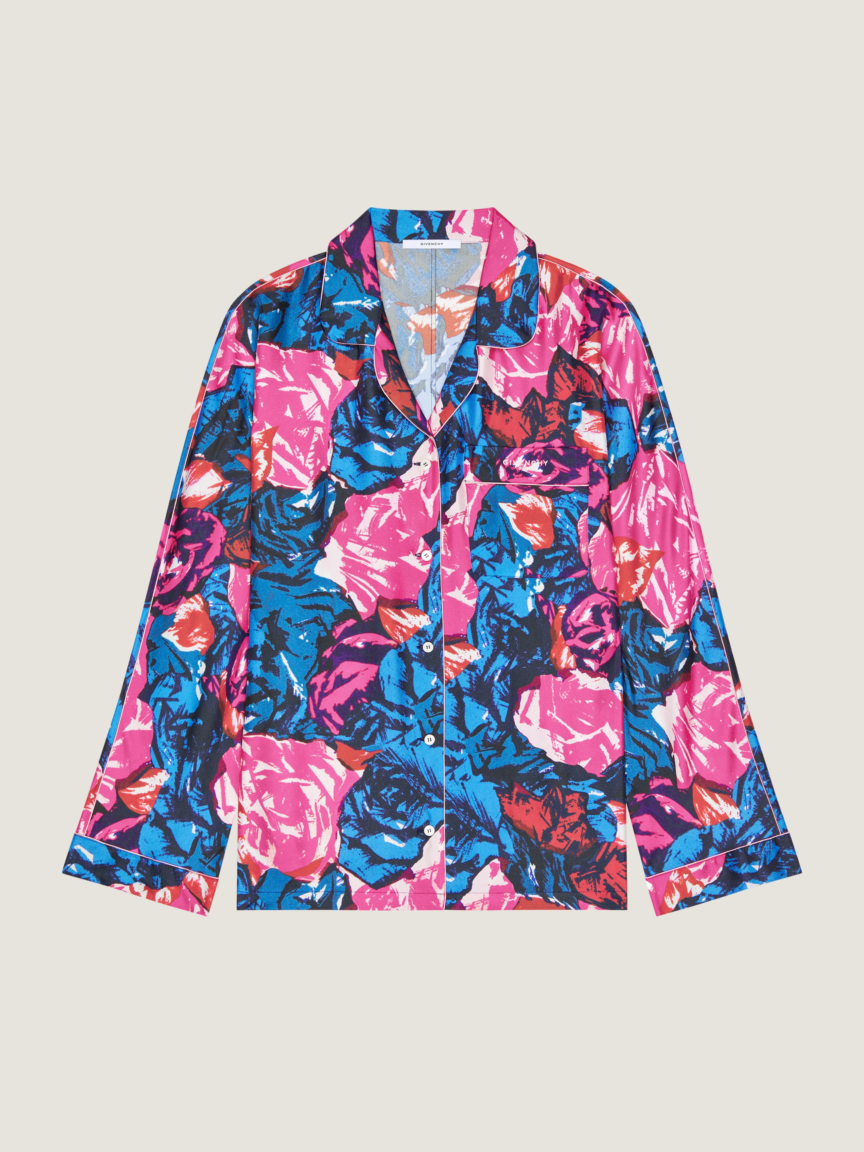 Givenchy Pyjama Shirt In Silk With Floral Print In Multi