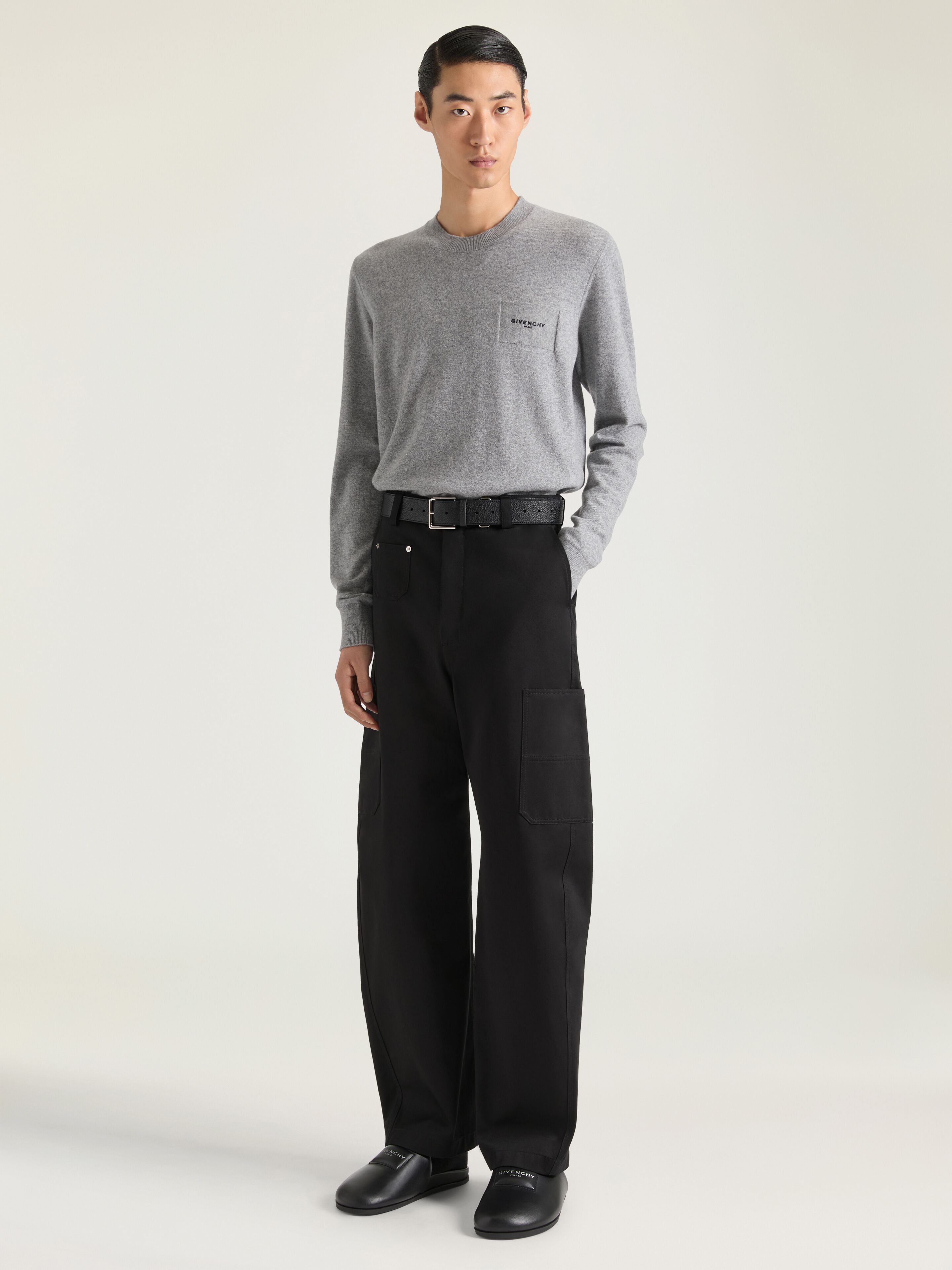 Sweater in wool and cashmere embroidered GIVENCHY Paris in - light
