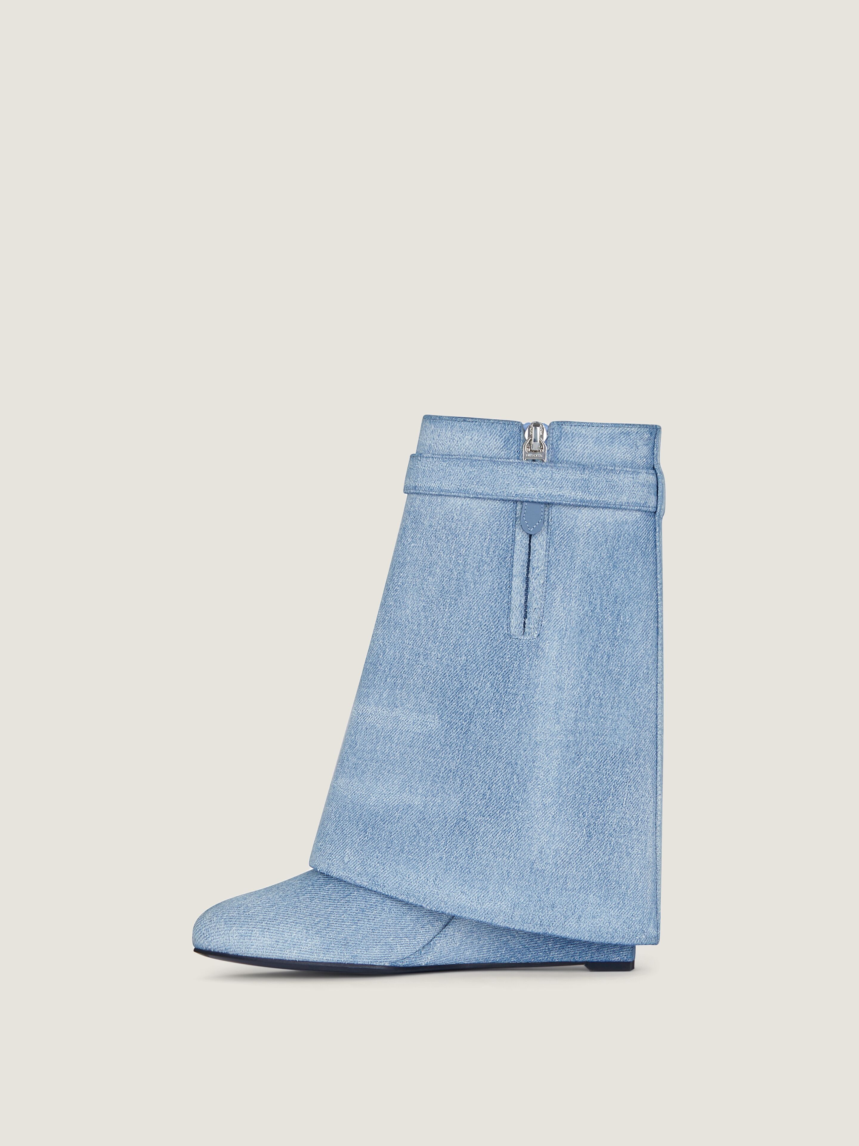 Shark Lock ankle boots in washed denim | Givenchy CA | Givenchy