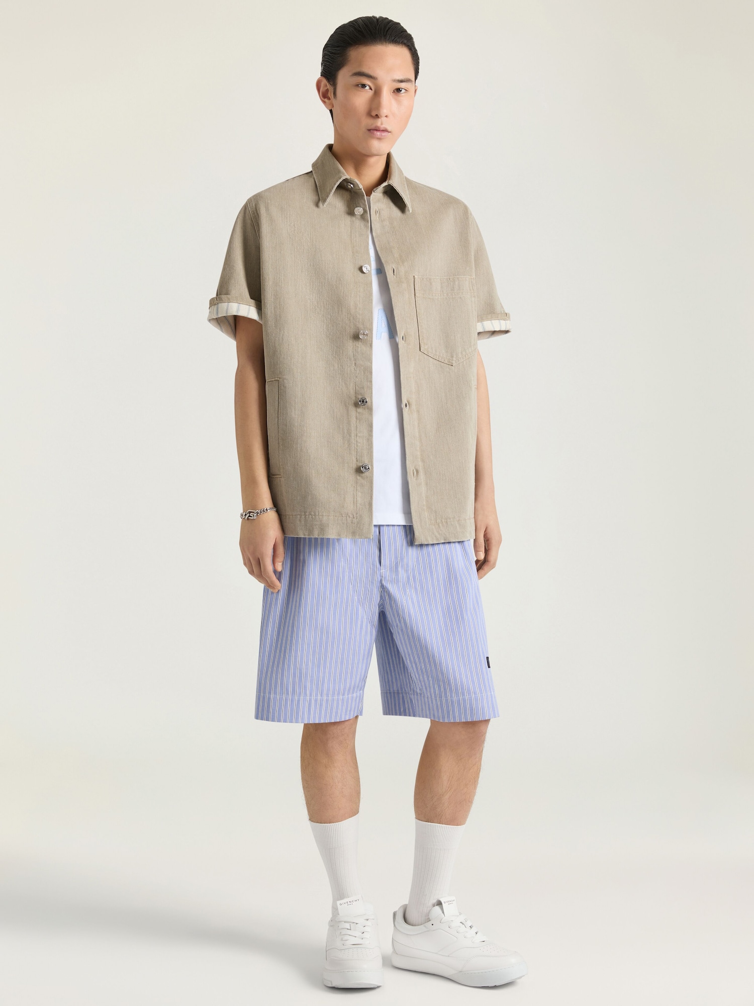 Shirt in beige denim | Givenchy US | Givenchy