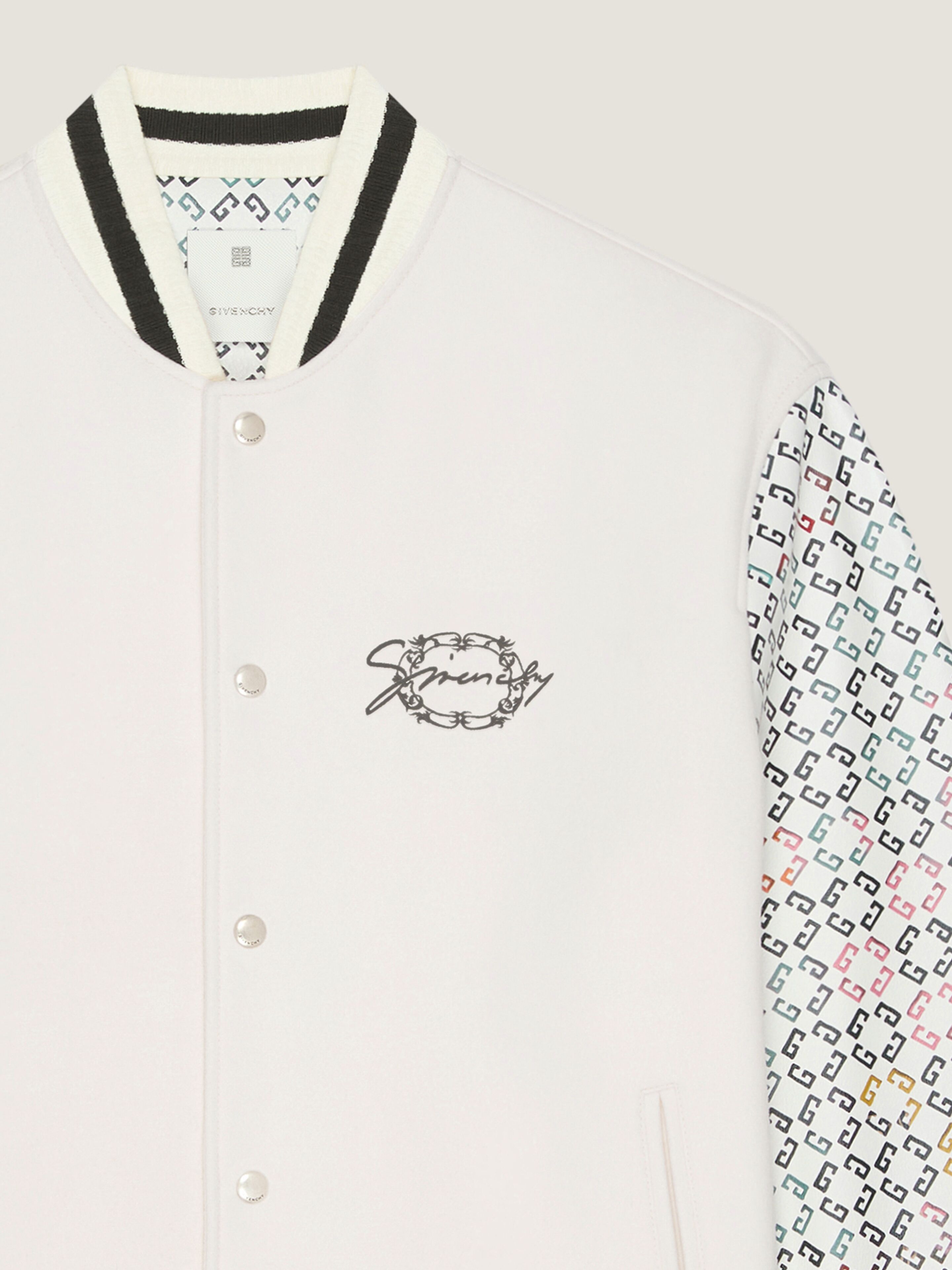 Varsity jacket in wool and monogram 72 leather in