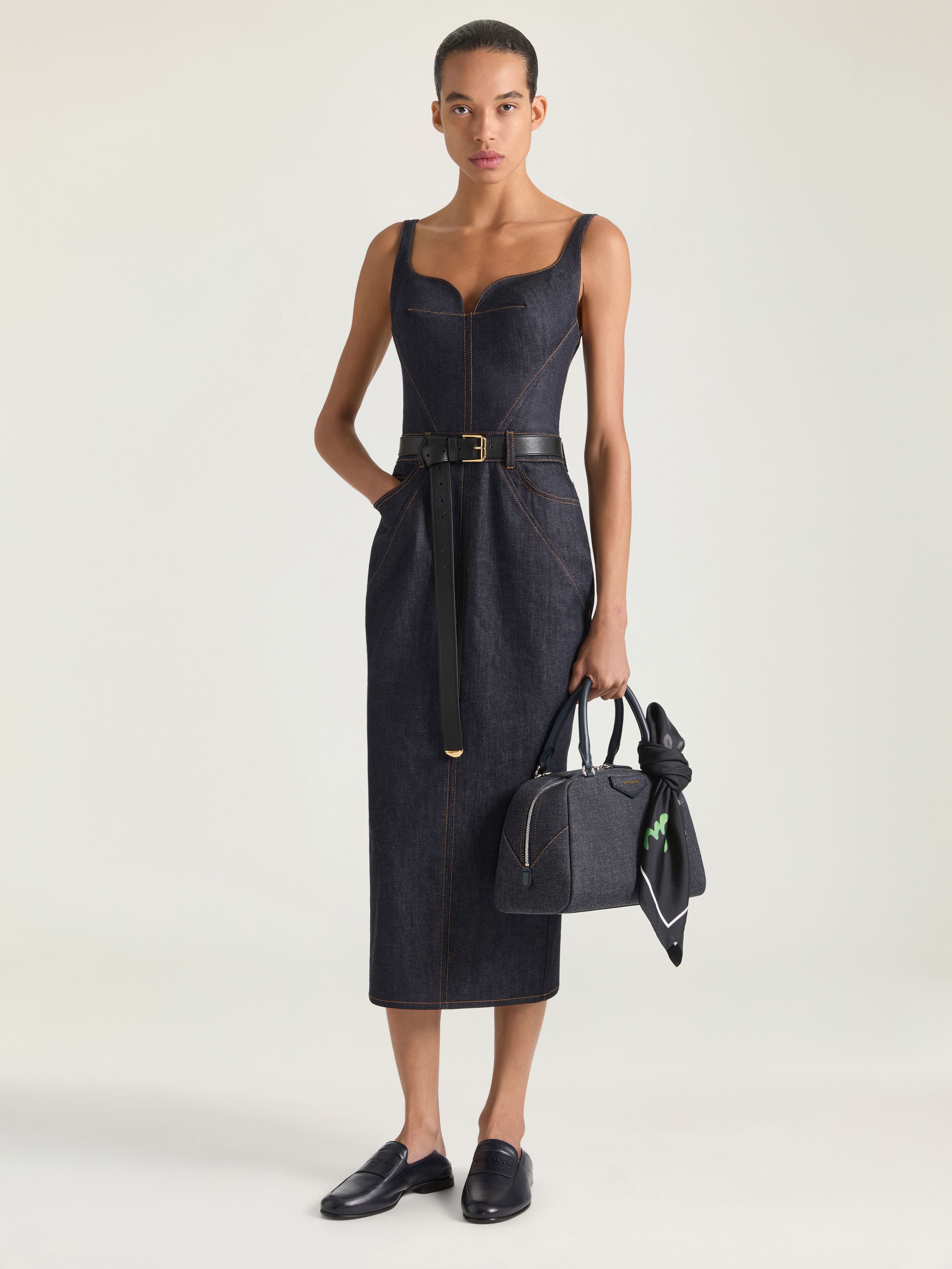 Kickback dress in raw denim in - dark blue - BW22RX517S-401 | Givenchy