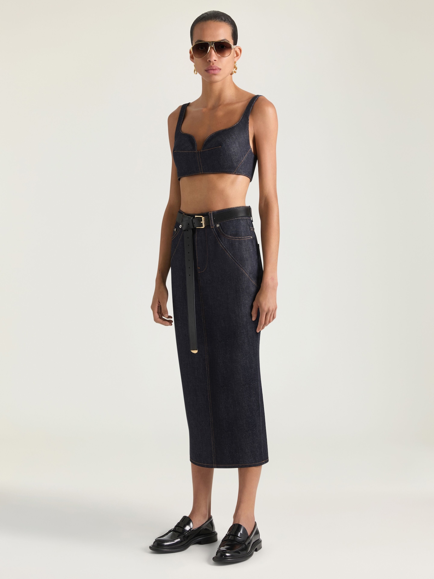Bra top in raw denim