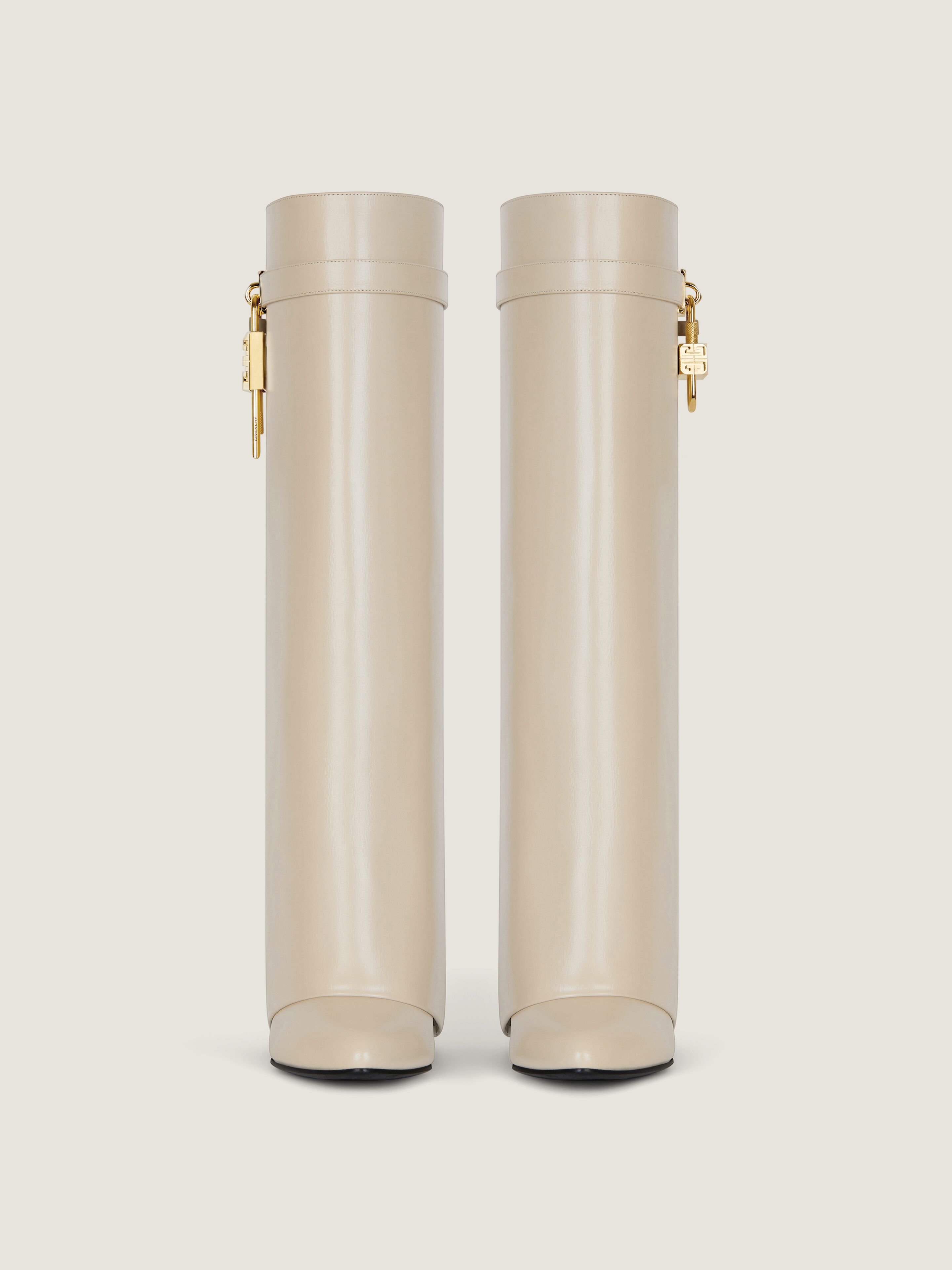 GIVENCHY 4Gロック装飾 カーフ製 Shark Lockバイカーブーツ*GOLD GIVENCHY 4Gロック装飾 カーフ製 Shark Lockバイカーブーツ*GOLD