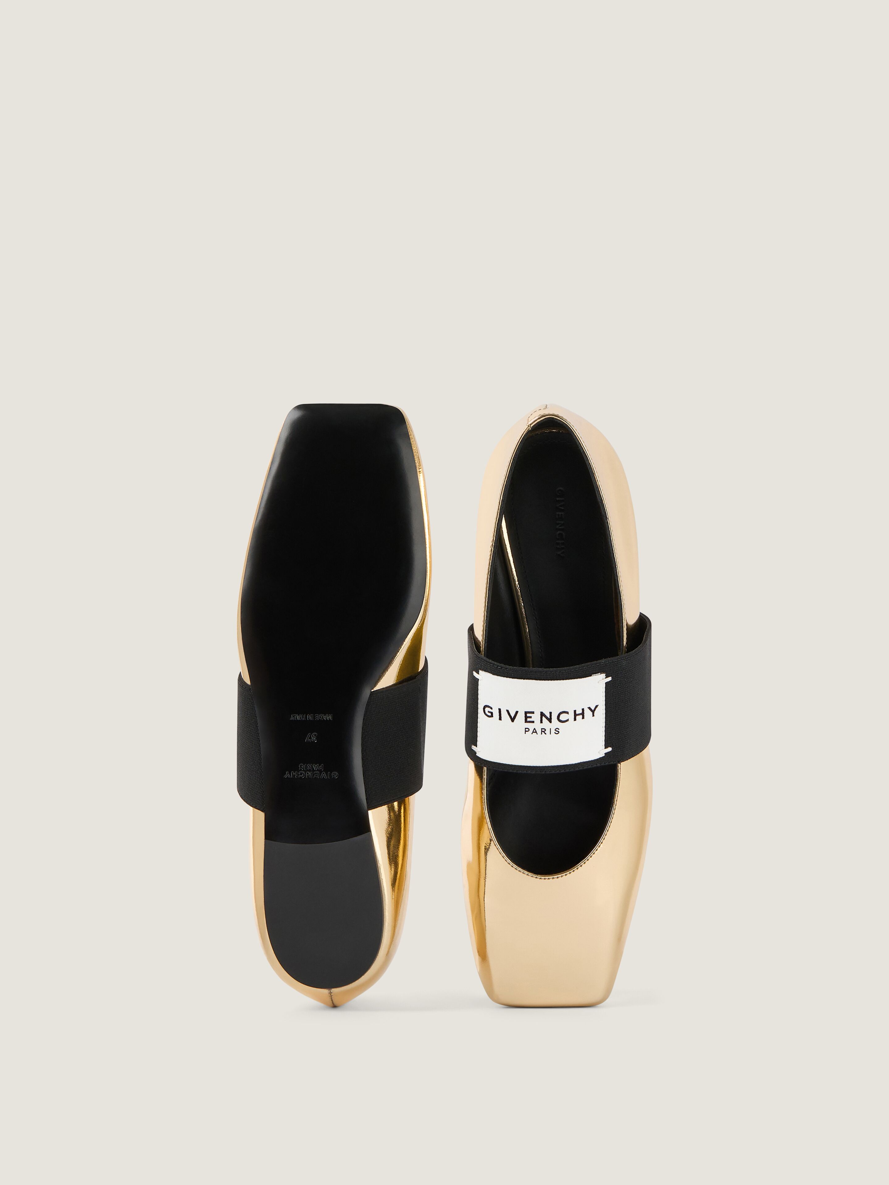 ジバンシードール Sliced Square ballerinas in mirror effect leather | Givenchy