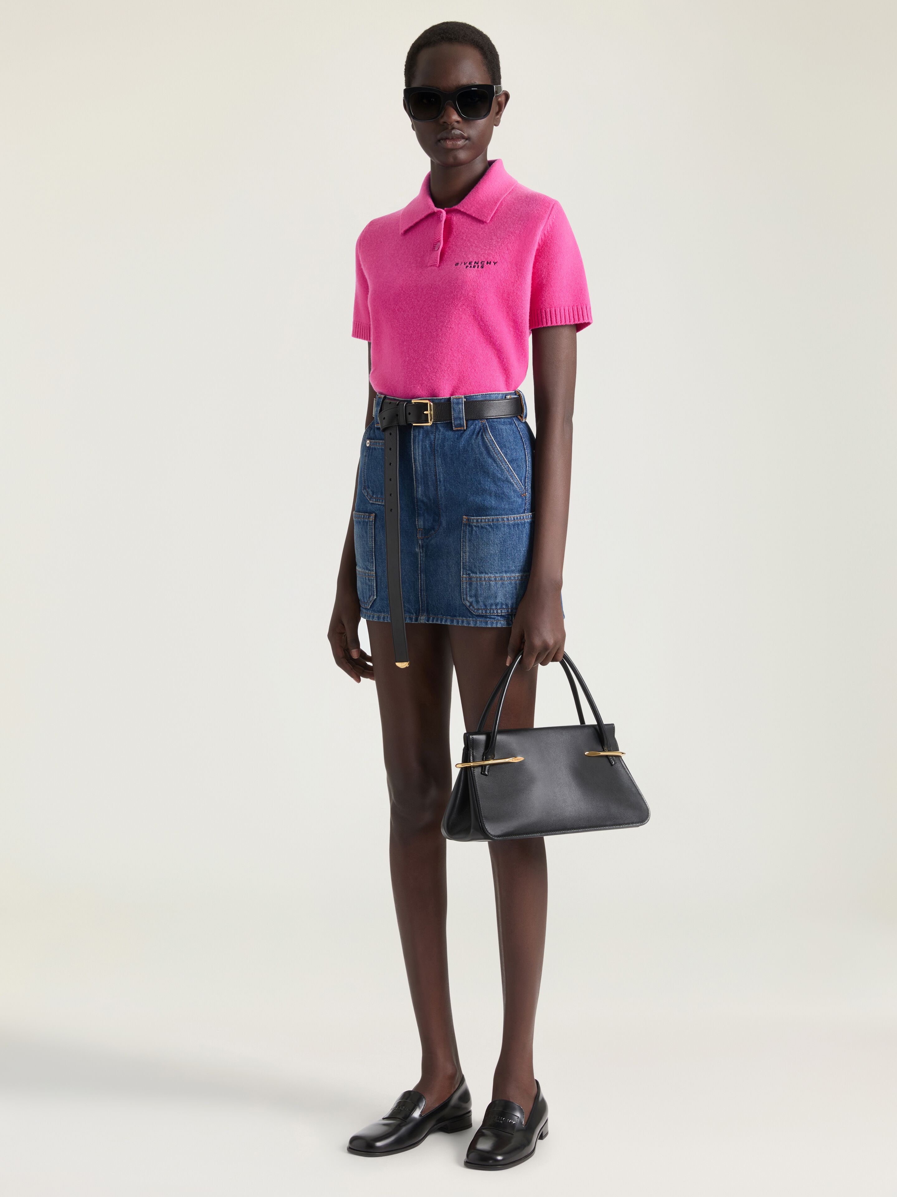 Mini cargo skirt in medium blue denim in - medium blue