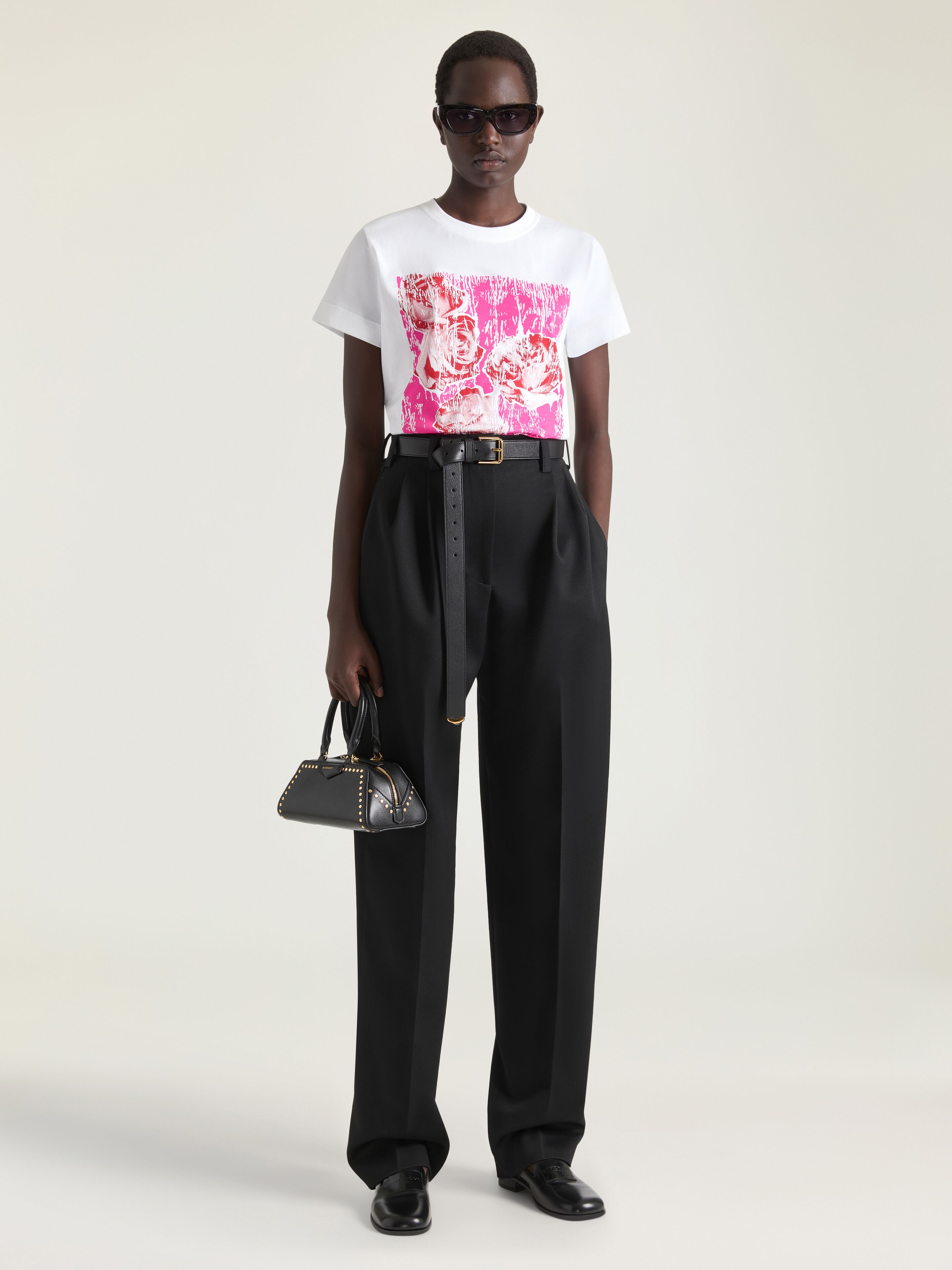 フラワープリント Tシャツ - ホワイト/ピンク - ハイブランド