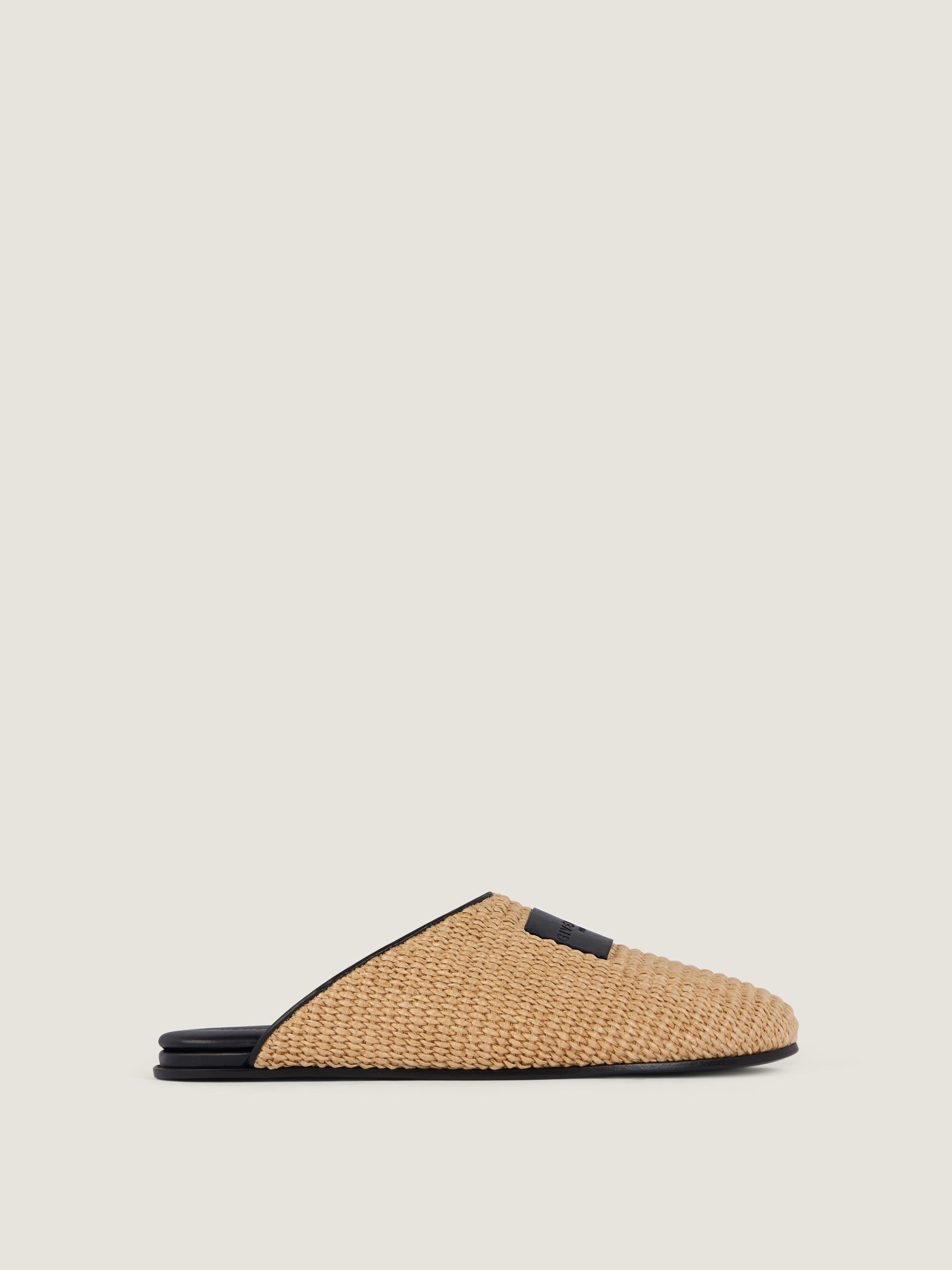 Givenchy Label Raffia-effect Flat Mules In Brown