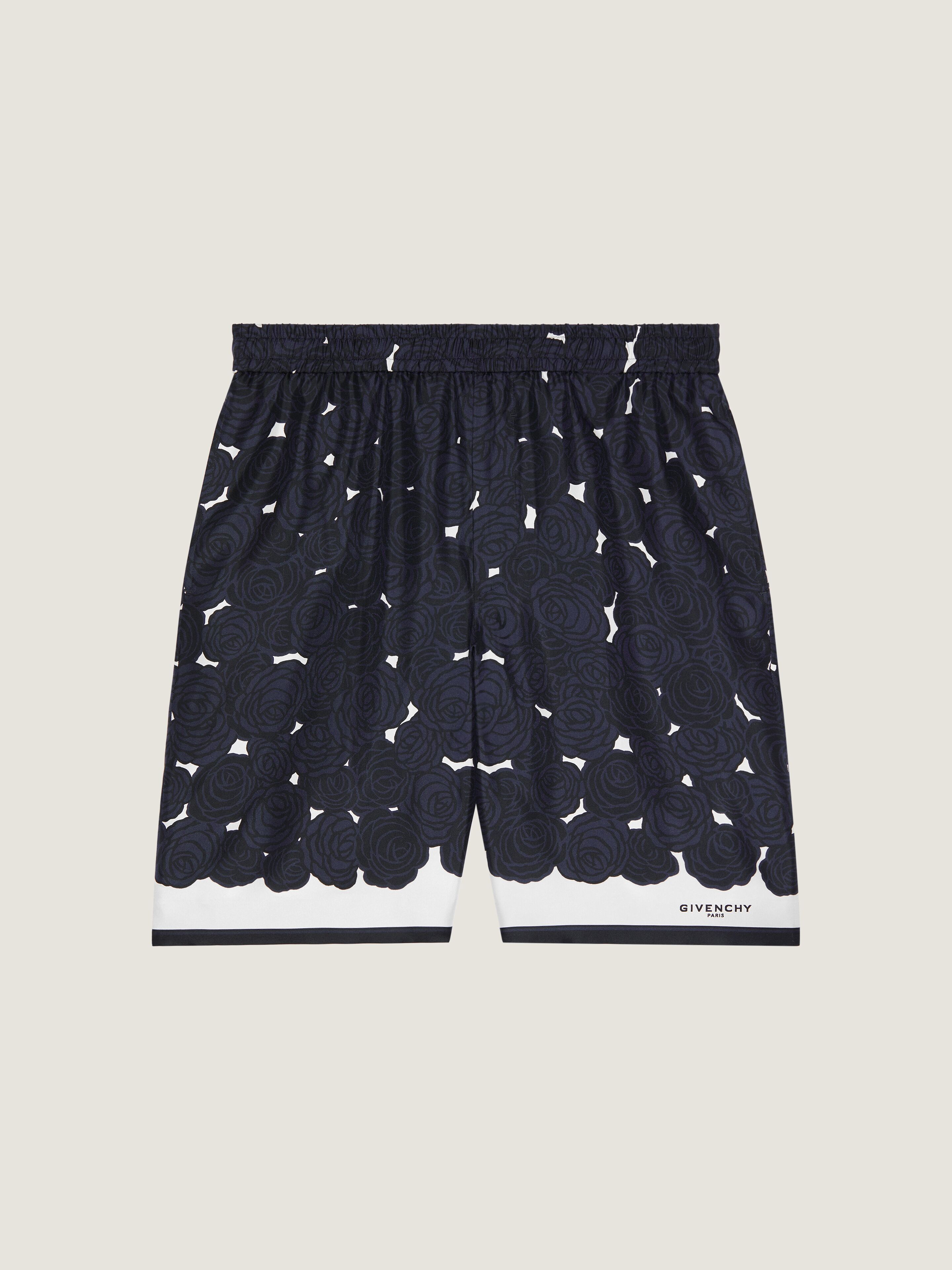 Givenchy Bermuda Shorts In Silk With Flowers Print In Blue