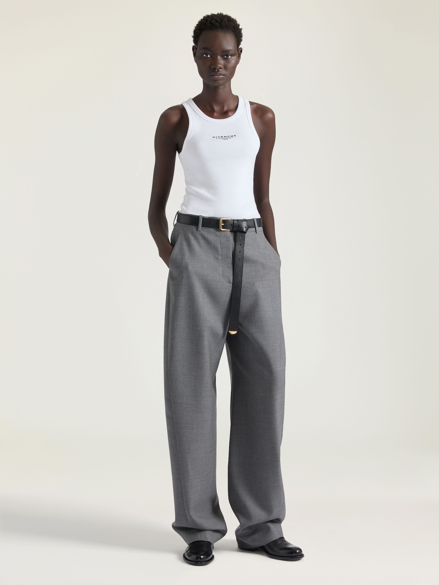 Slim fit tank top in cotton with Givenchy Stamp print in - white 
