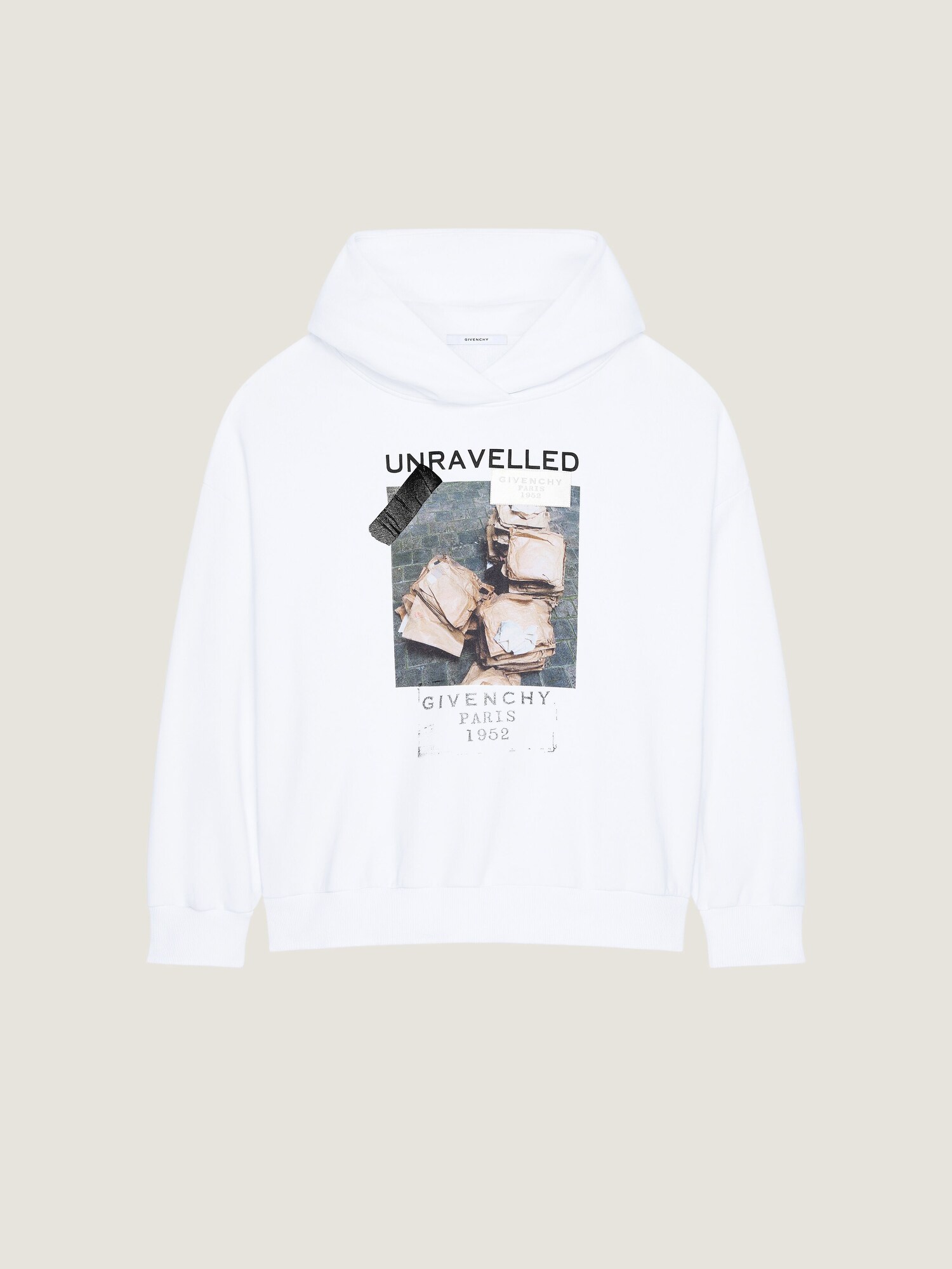 Hoodie sweatshirt in fleece with Archive print in - white 