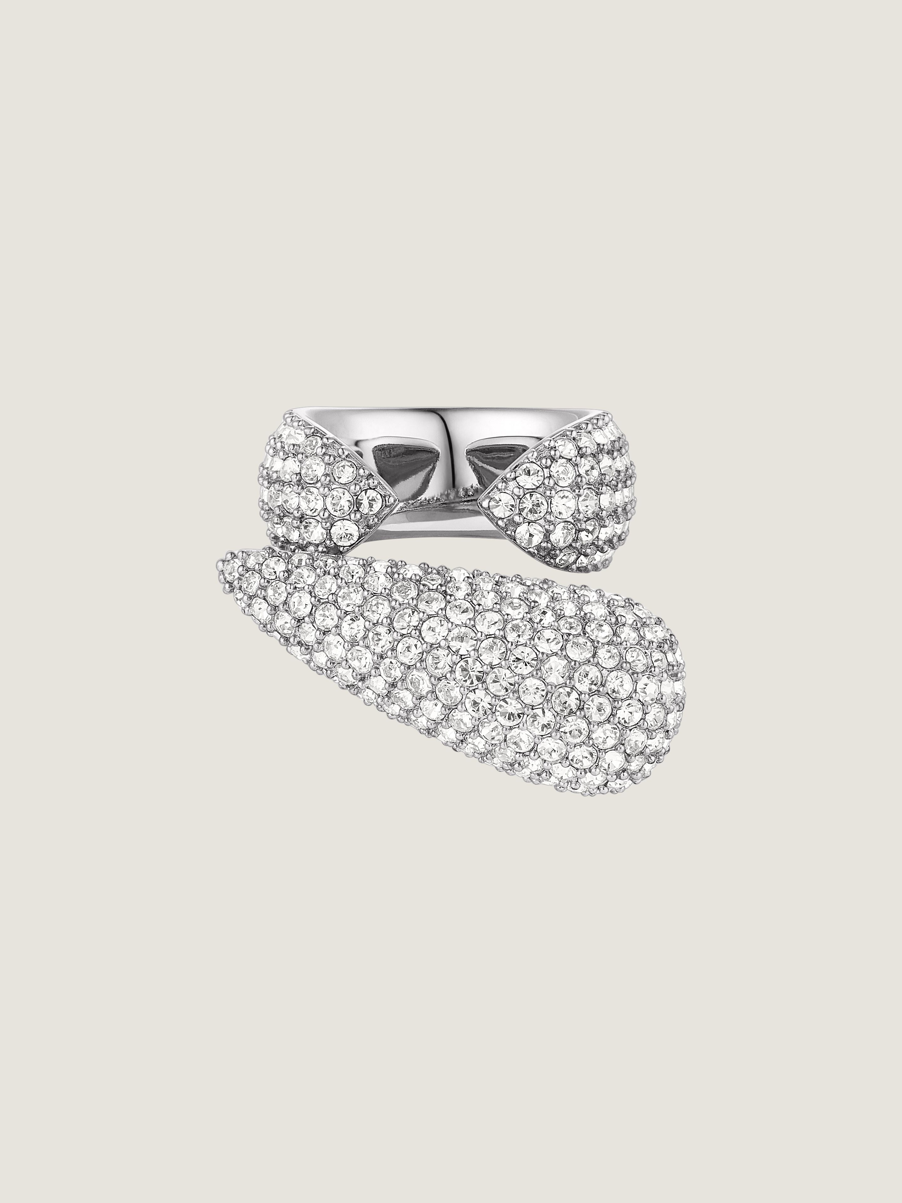 Feline ring in metal with crystals in - silvery | Givenchy US