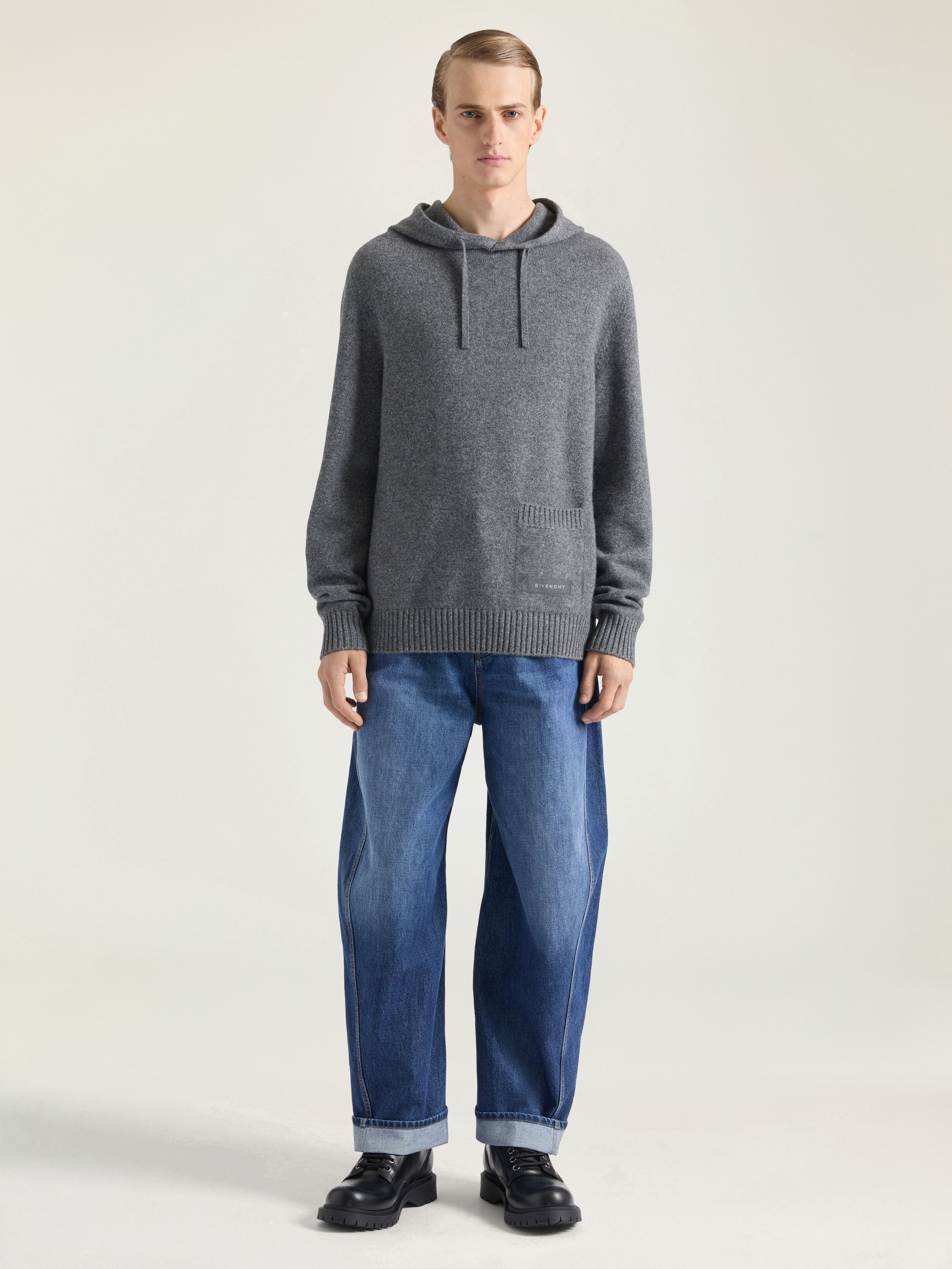 Hoodie in cashmere knit in - grey mix - BM90VH4YNR-067 | Givenchy US