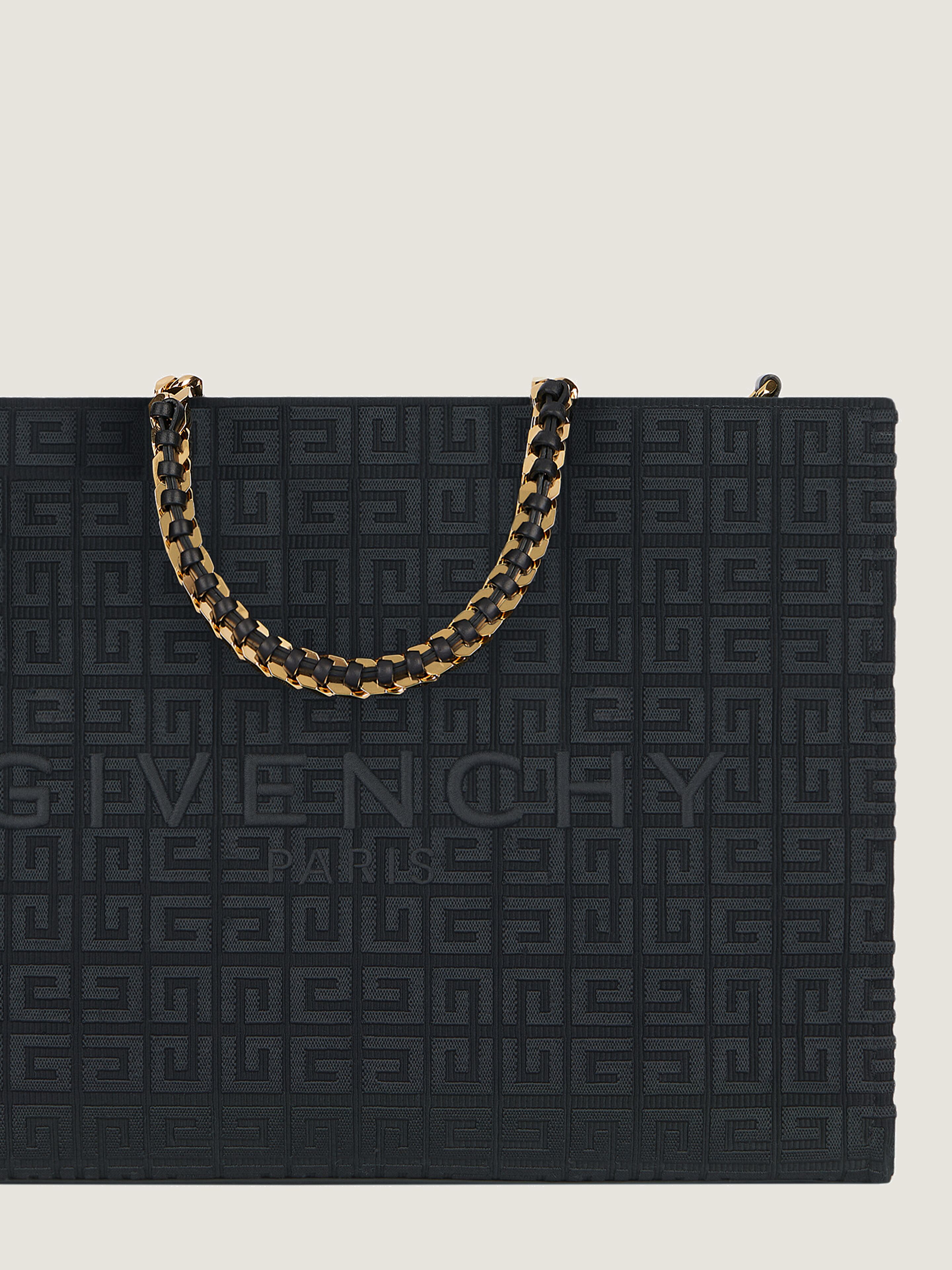 Medium G-Tote shopping bag in 4G embroidery with chain