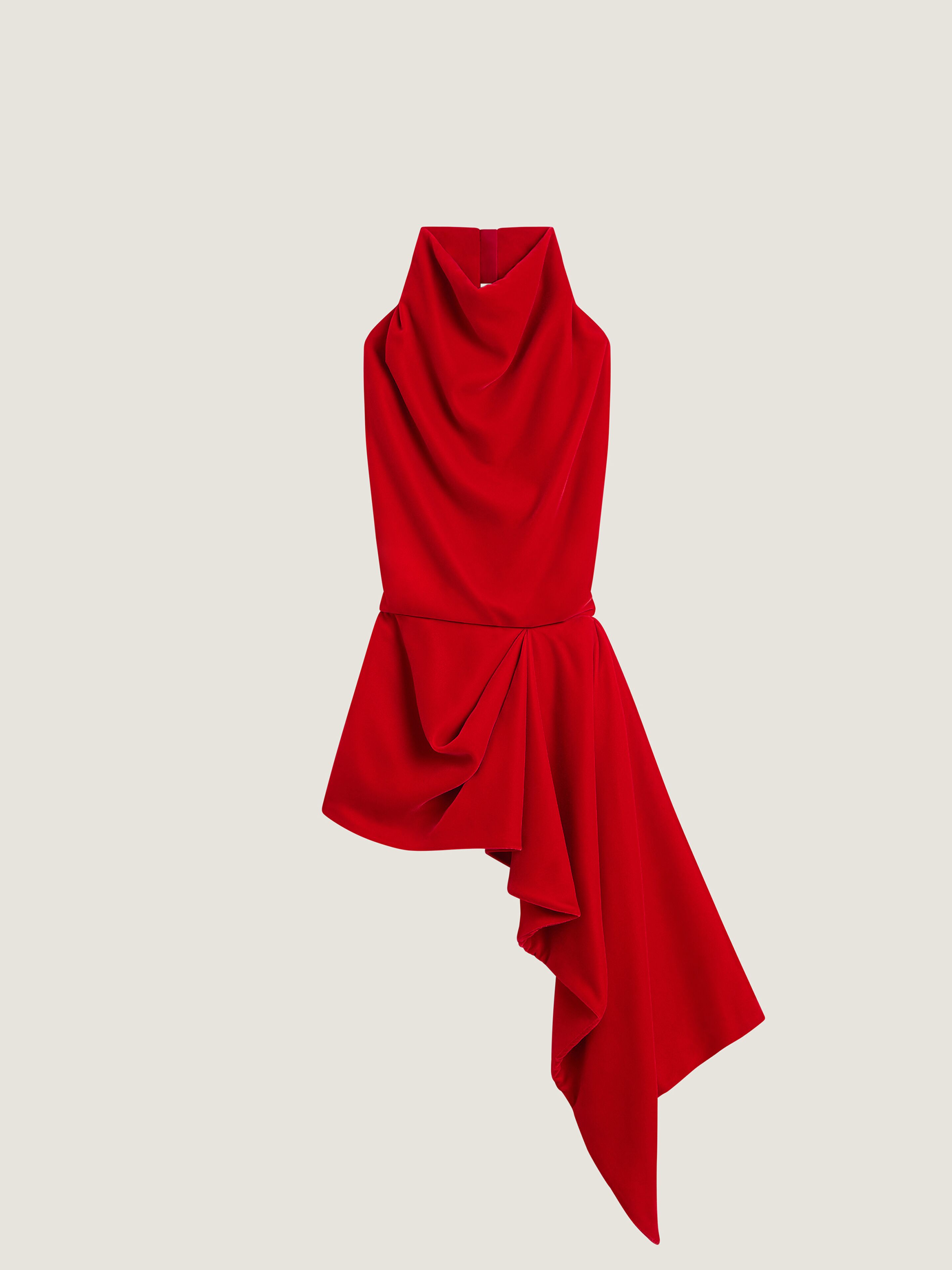 Givenchy Draped Top In Velvet With Open Back In Red