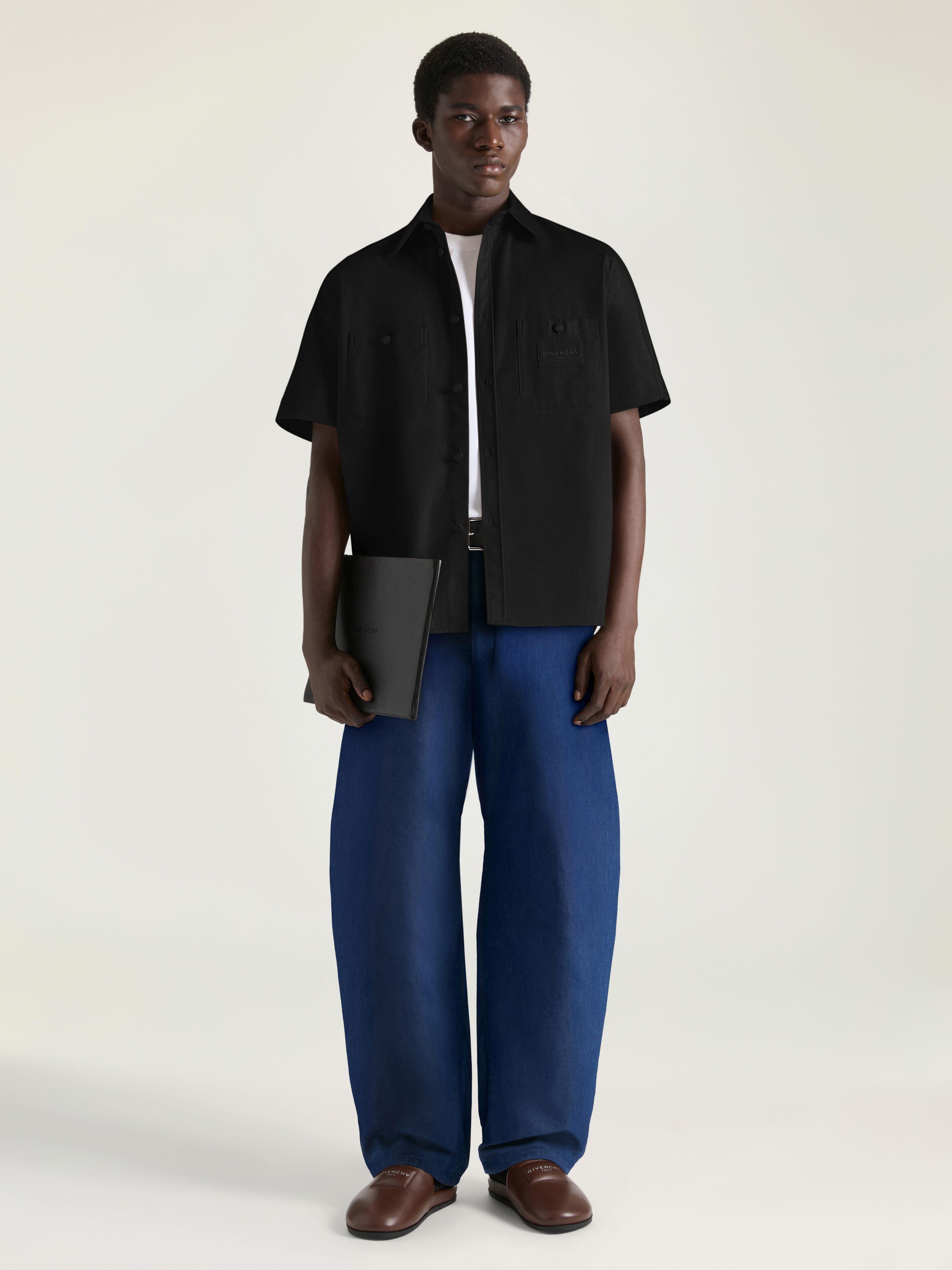 Couture Seam shirt in cotton with Givenchy Paris patch in - black