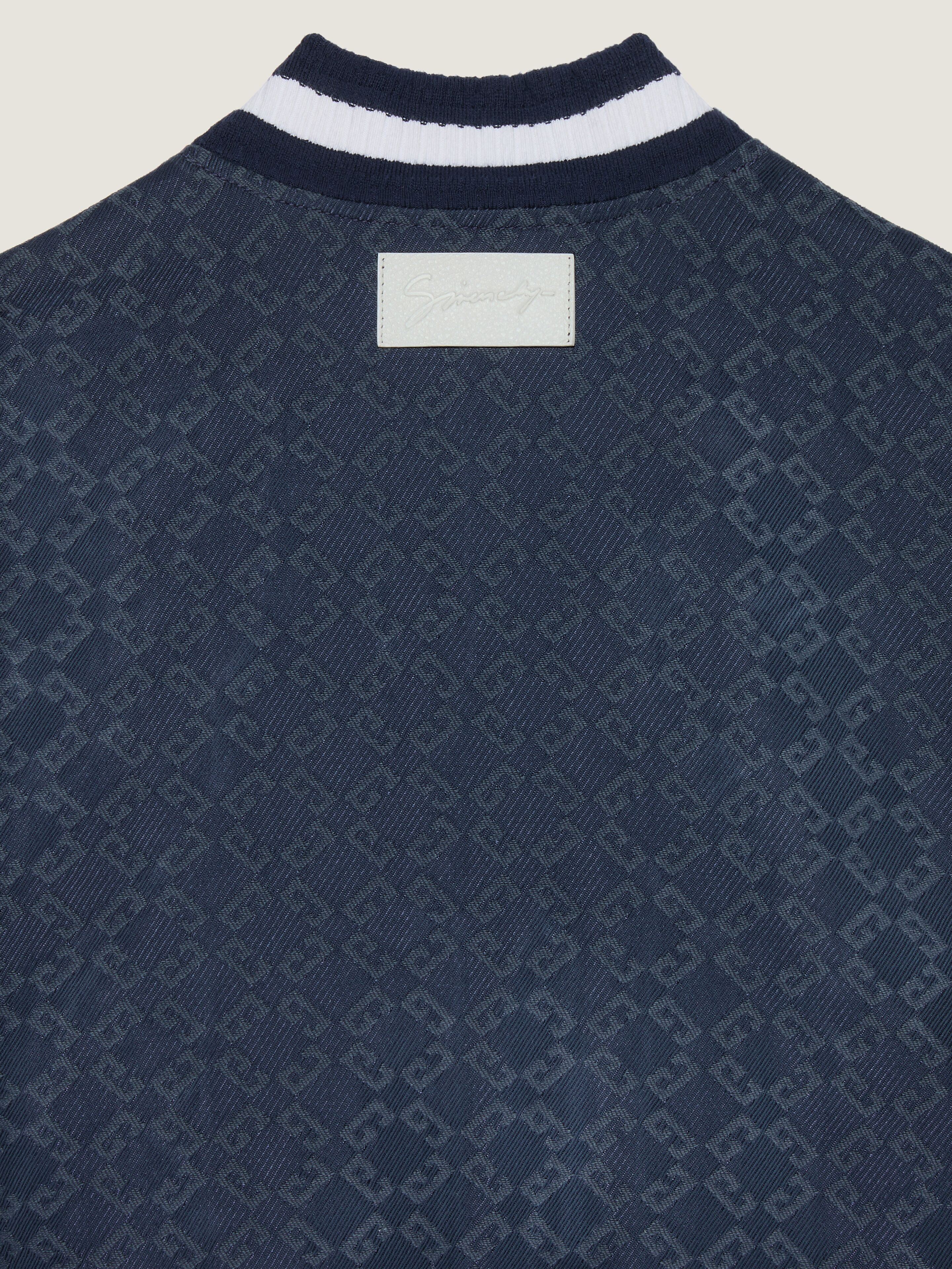 Varsity jacket in monogram 72 denim and leather in - navy