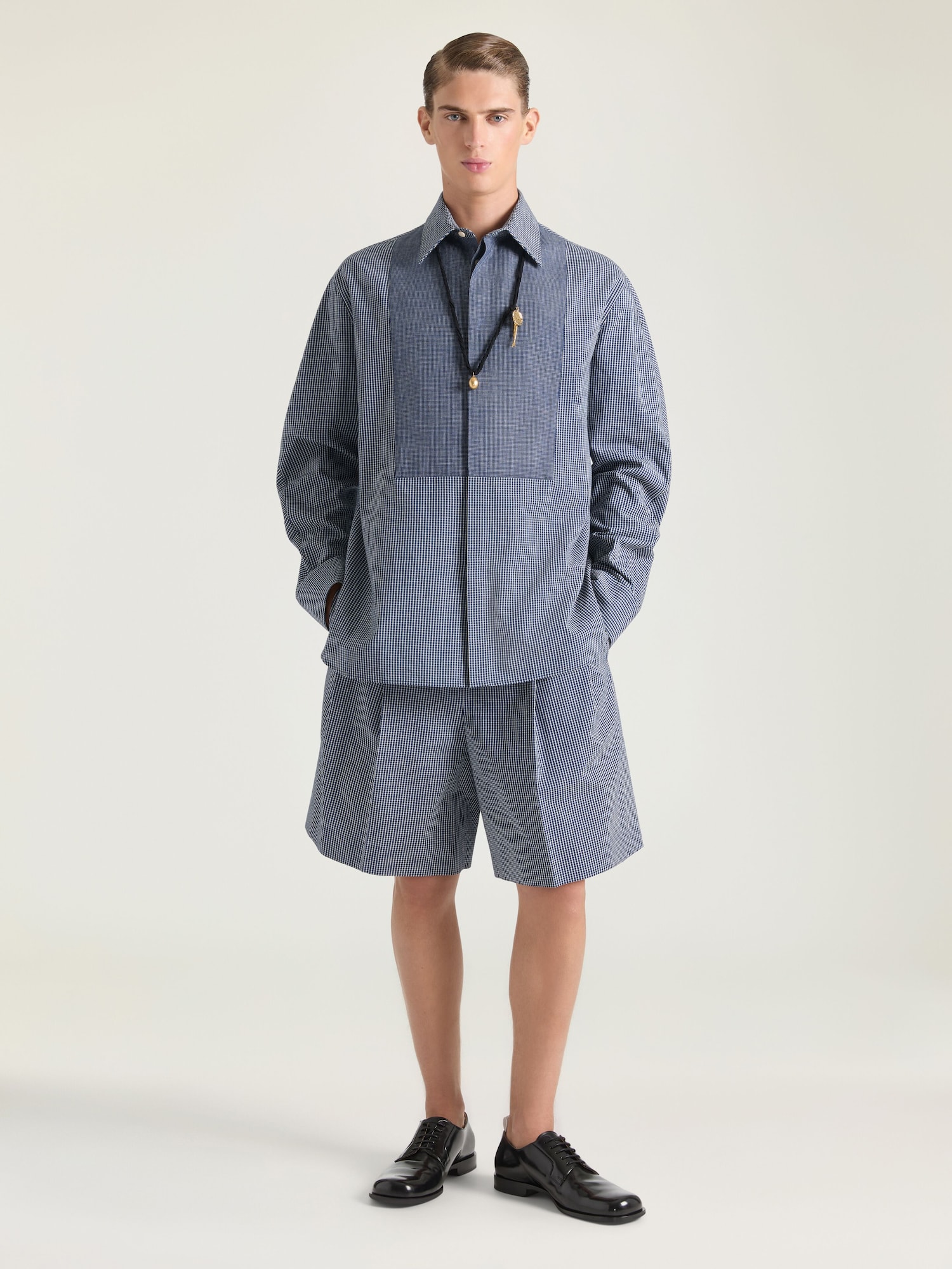 Couture Seam checked tuxedo shirt in cotton