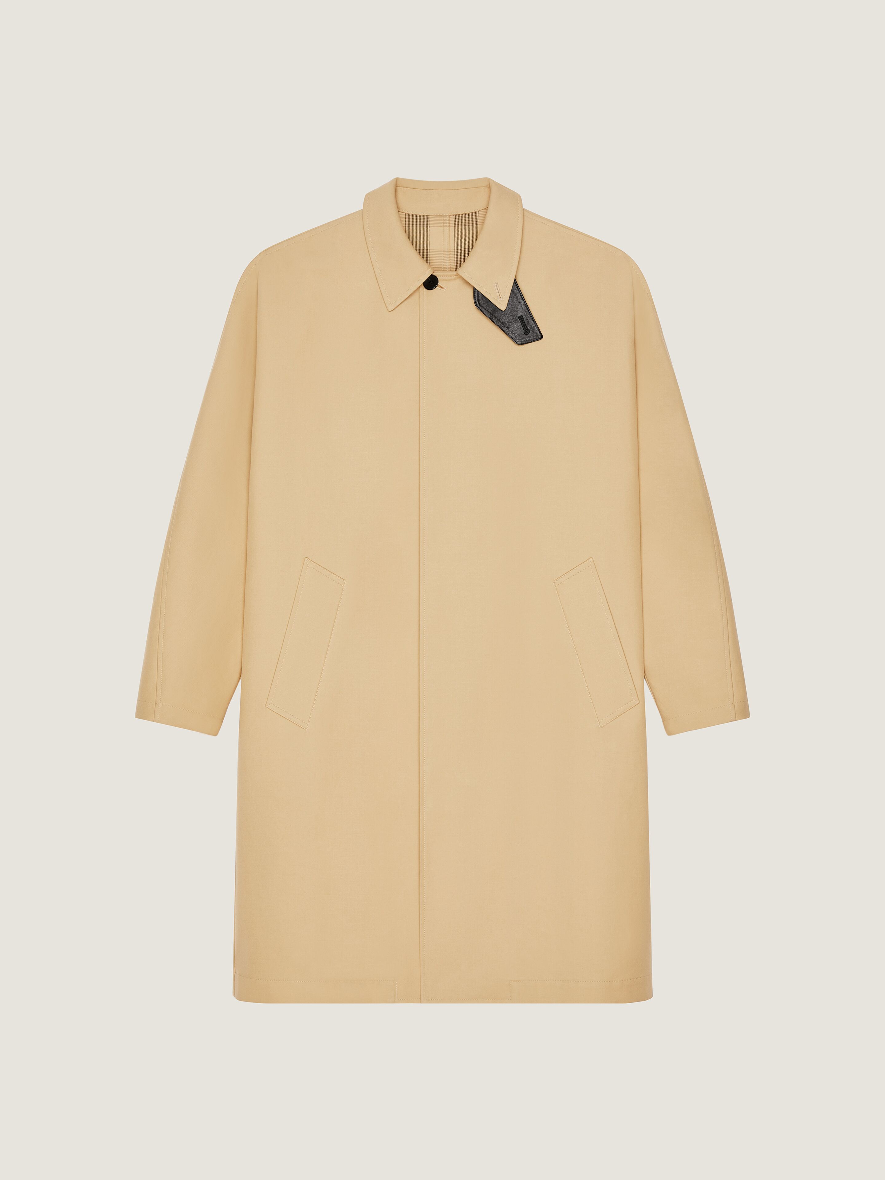 Givenchy Car Coat In Cotton With Checked Reverse In Brown