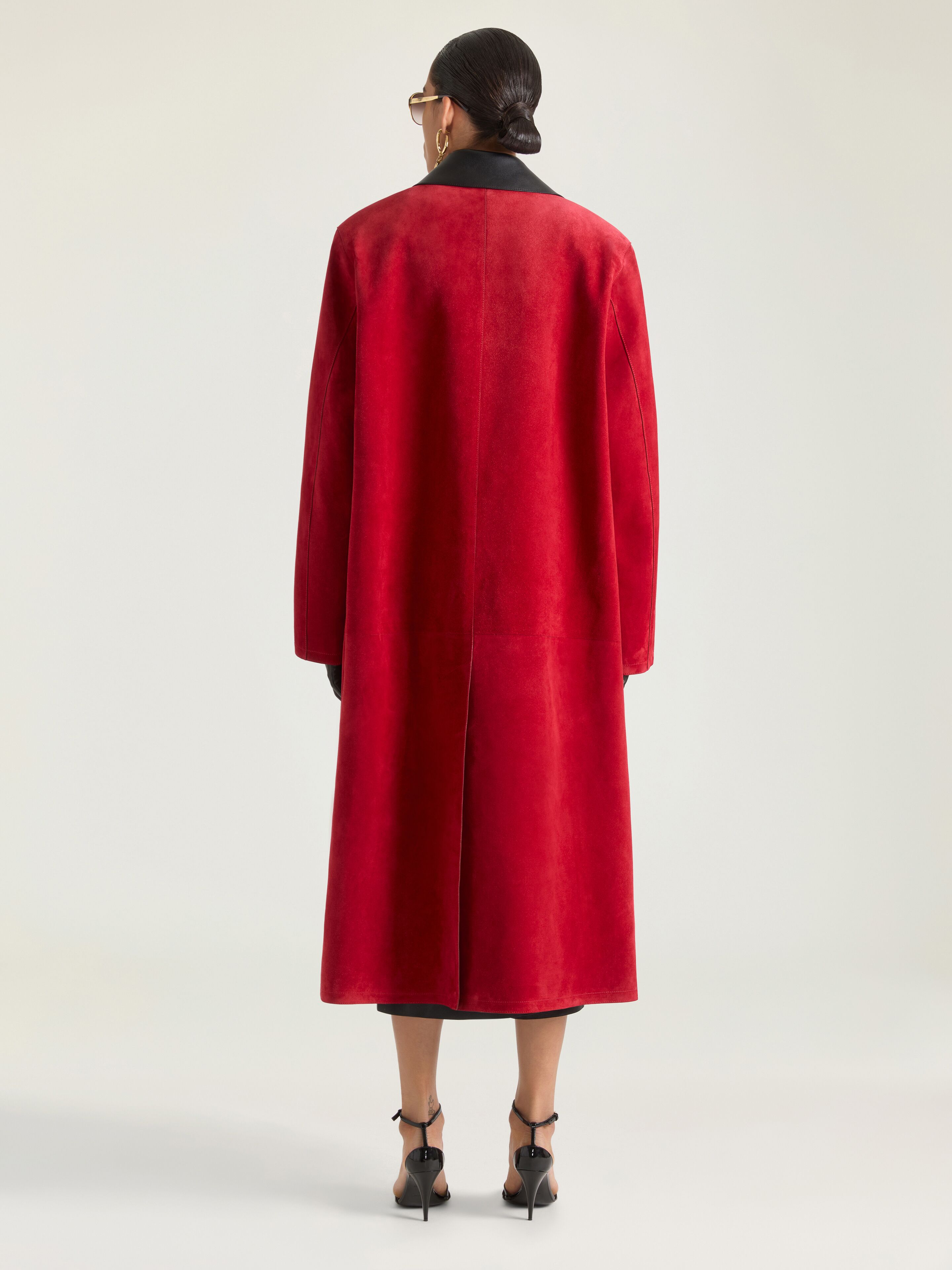 Car coat in suede with leather collar | Givenchy CA | Givenchy