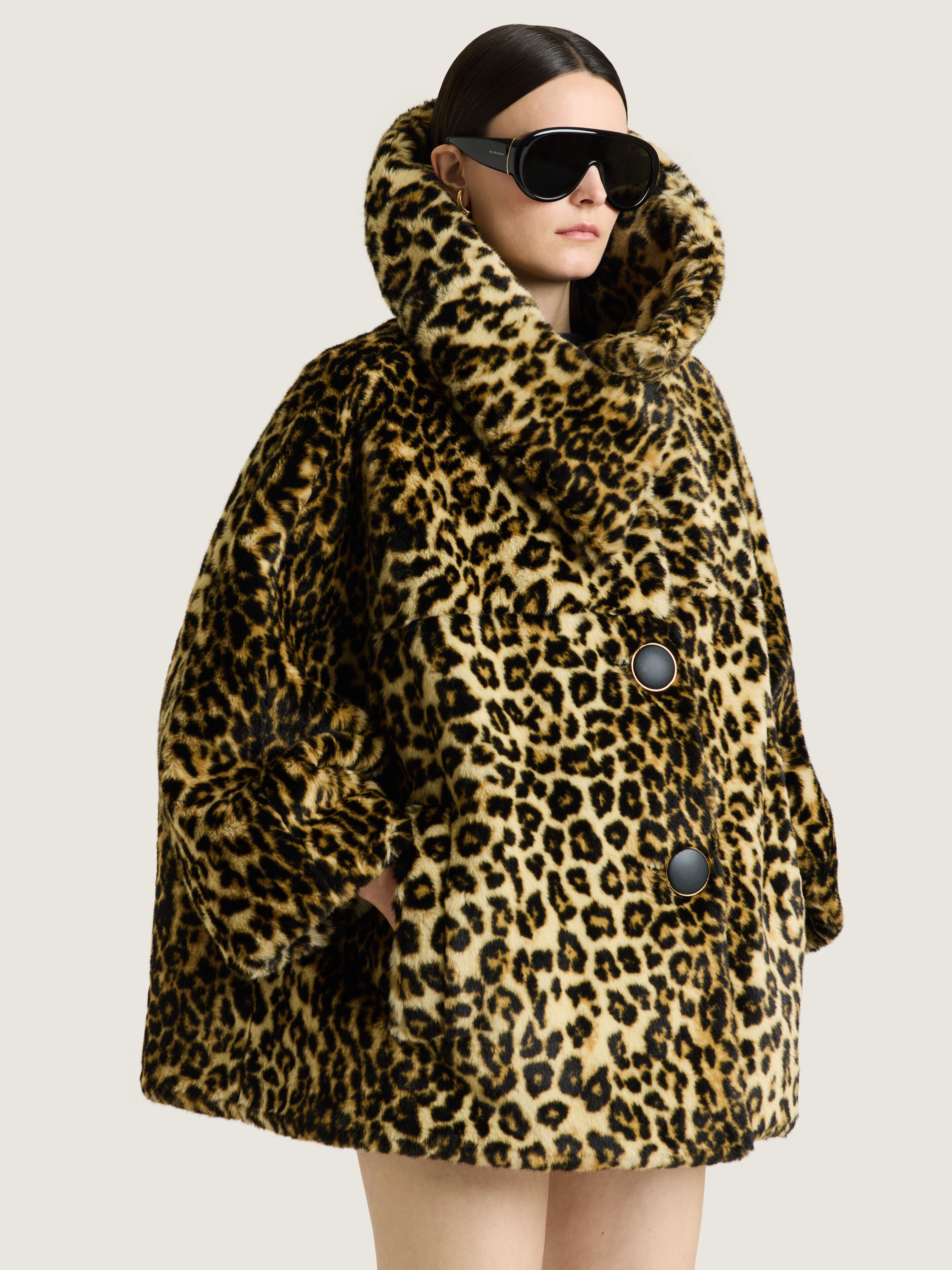 Short coat in leopard faux fur in - beige camel - BWC0GX31EG-280