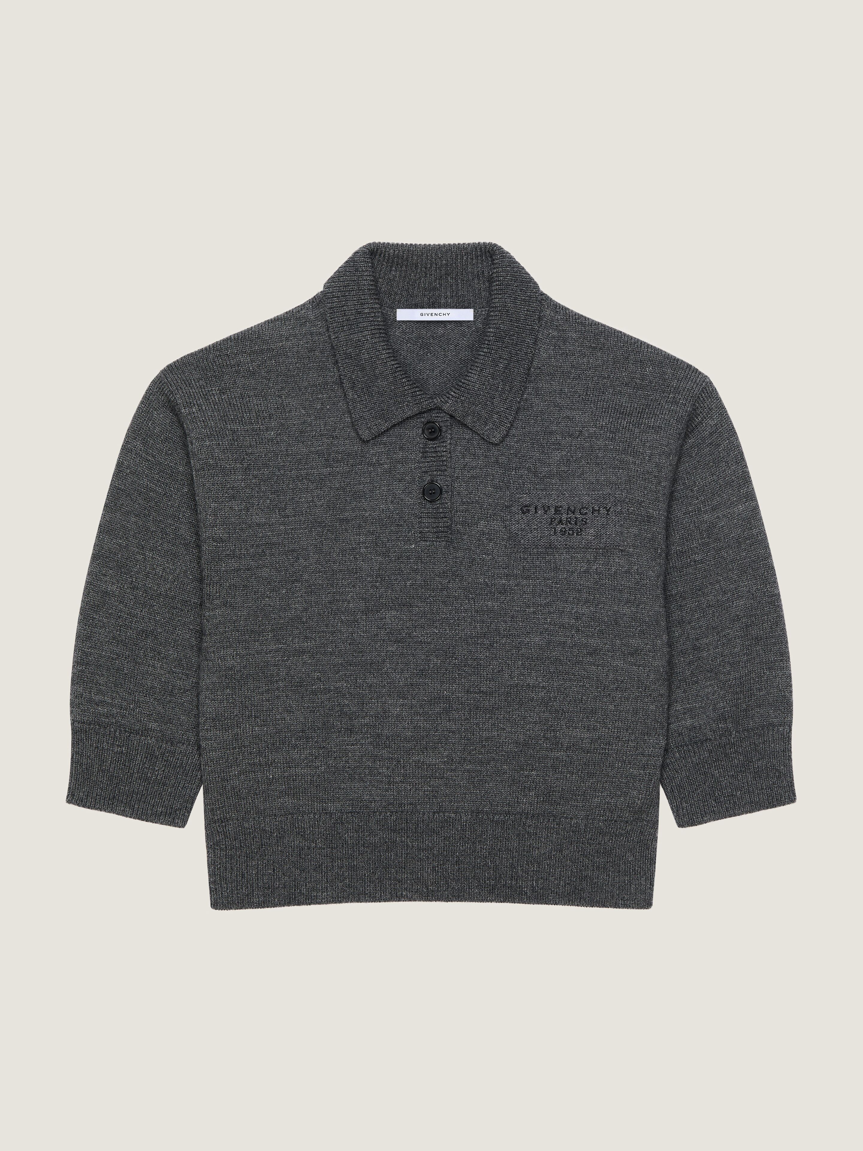 Givenchy Cropped Wool And Alpaca Polo Sweater In Gray