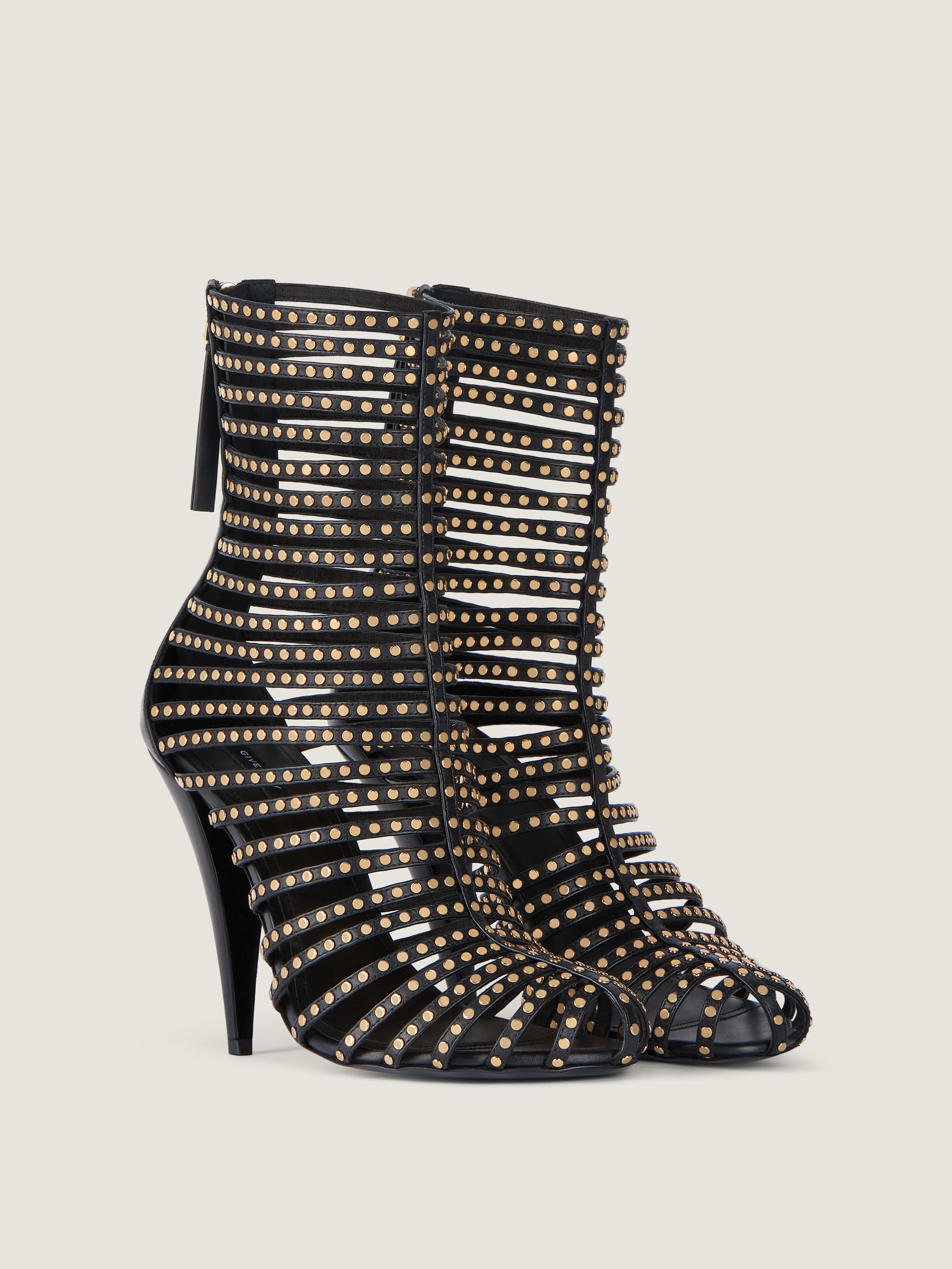 Cage ankle boots in leather with studs in - black - BE605ME2FV-001