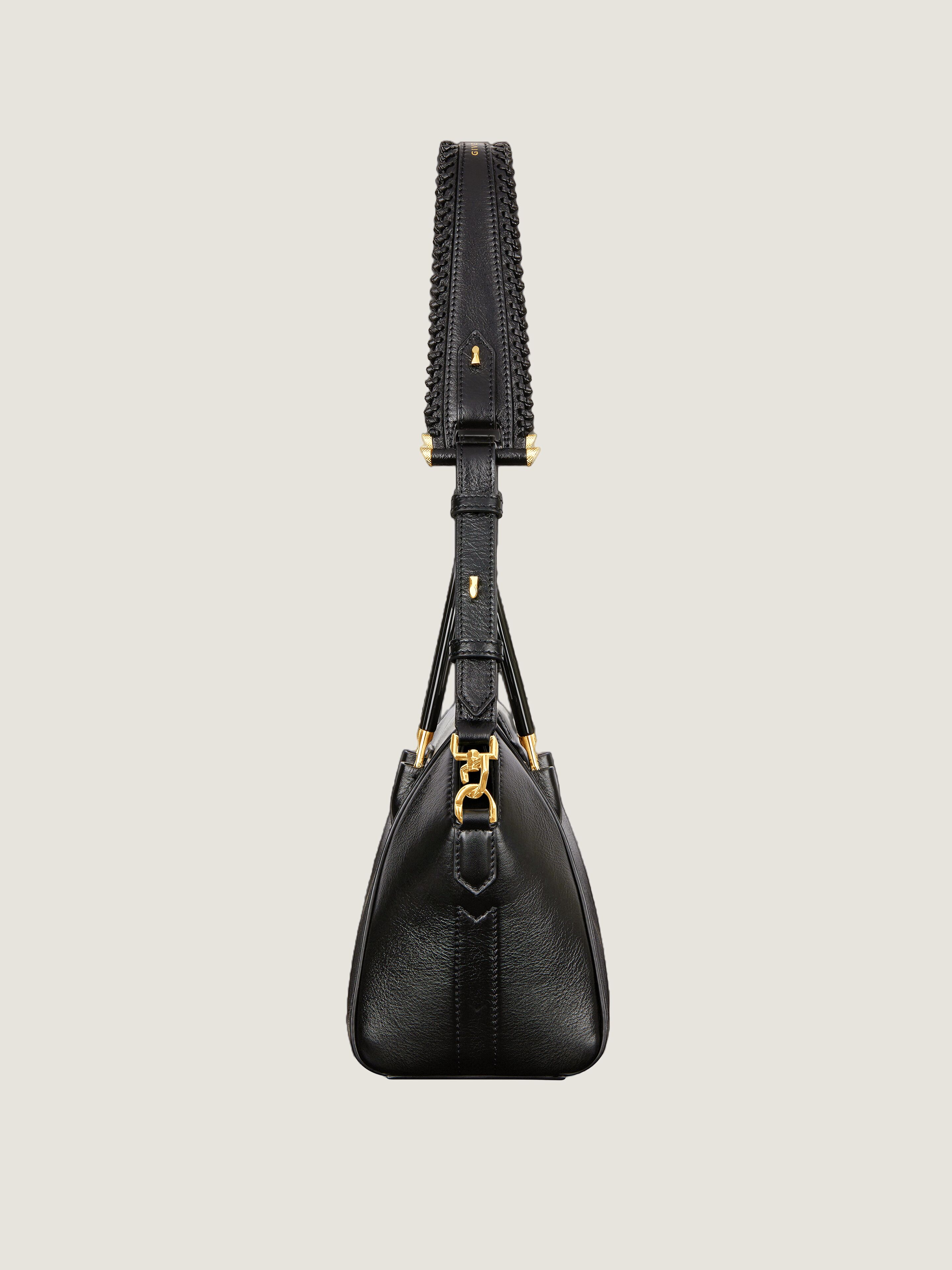 Mini Antigona bag in leather with metal handles in - black