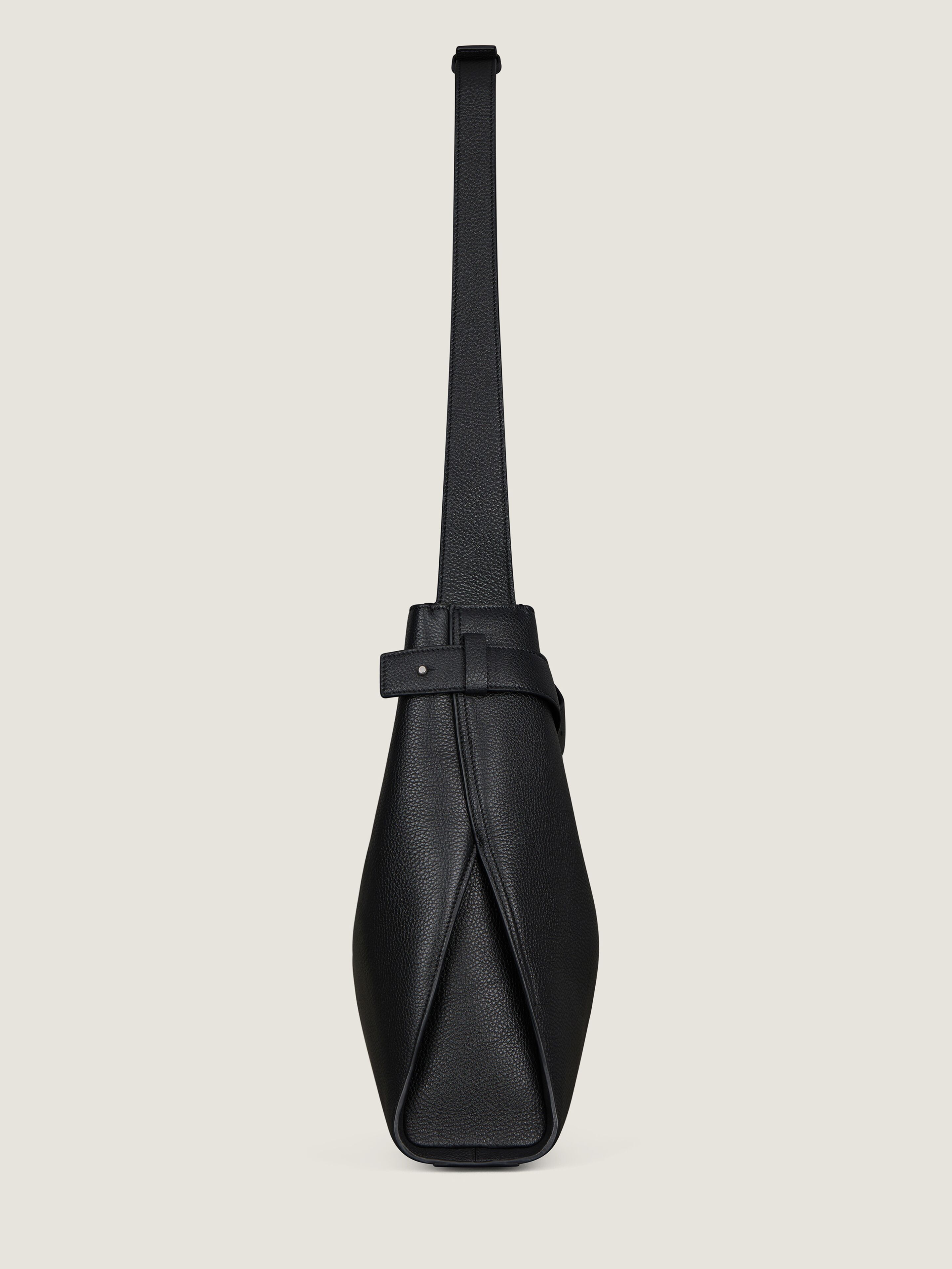Medium Belted Hobo bag in grained leather in - black - BK50F4K213